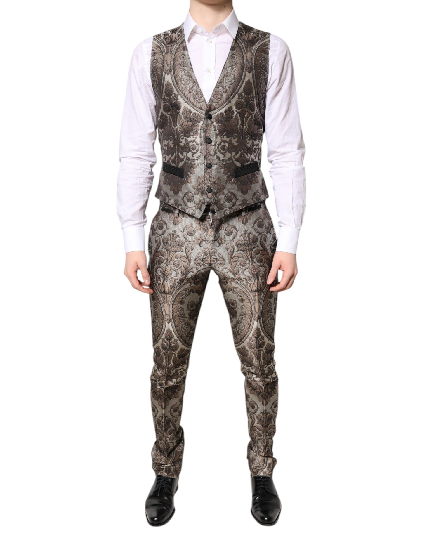 Dolce & Gabbana Multicolor Jacquard einreihiger 3 teiliger Anzug
