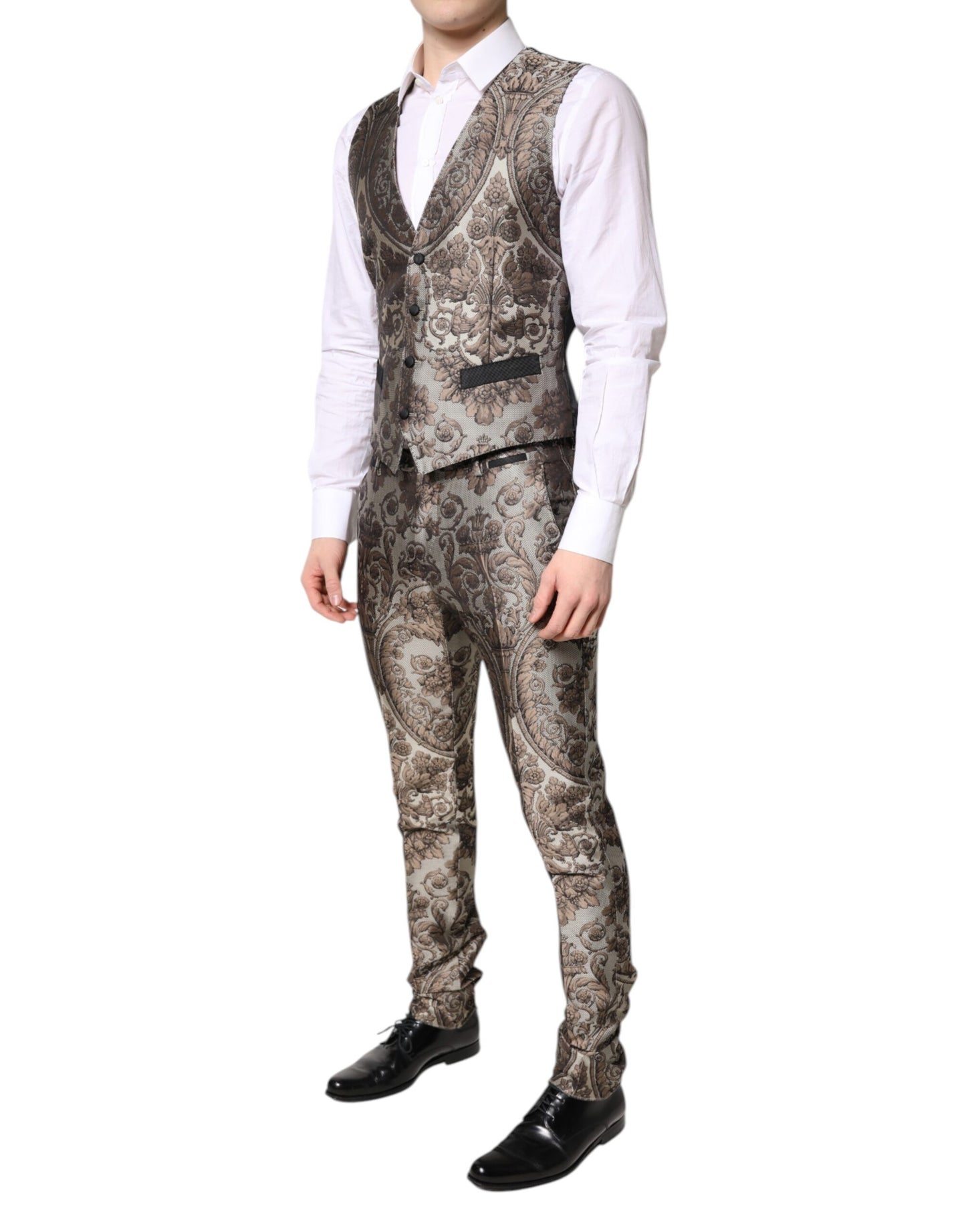 Dolce & Gabbana Multicolor Jacquard einreihiger 3 teiliger Anzug