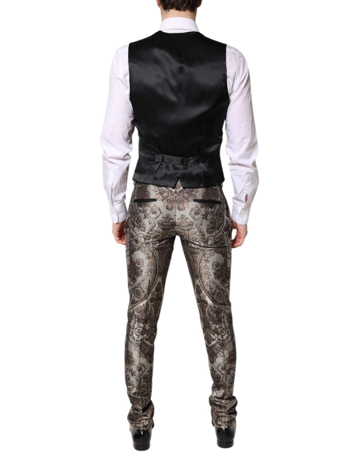 Dolce & Gabbana Multicolor Jacquard einreihiger 3 teiliger Anzug