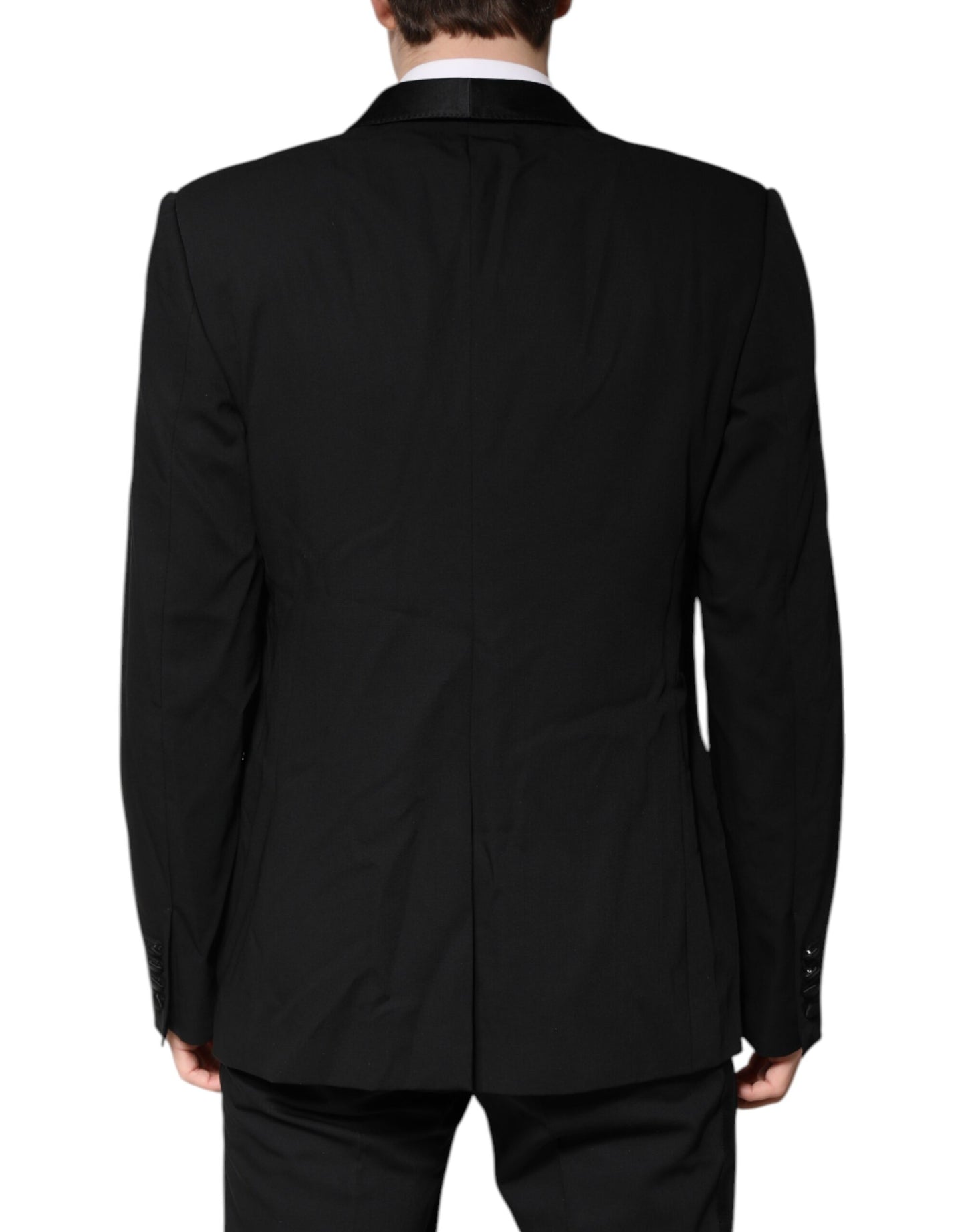 Dolce & Gabbana Schwarzer einreihiger 2-teiliger Anzug aus Wolle