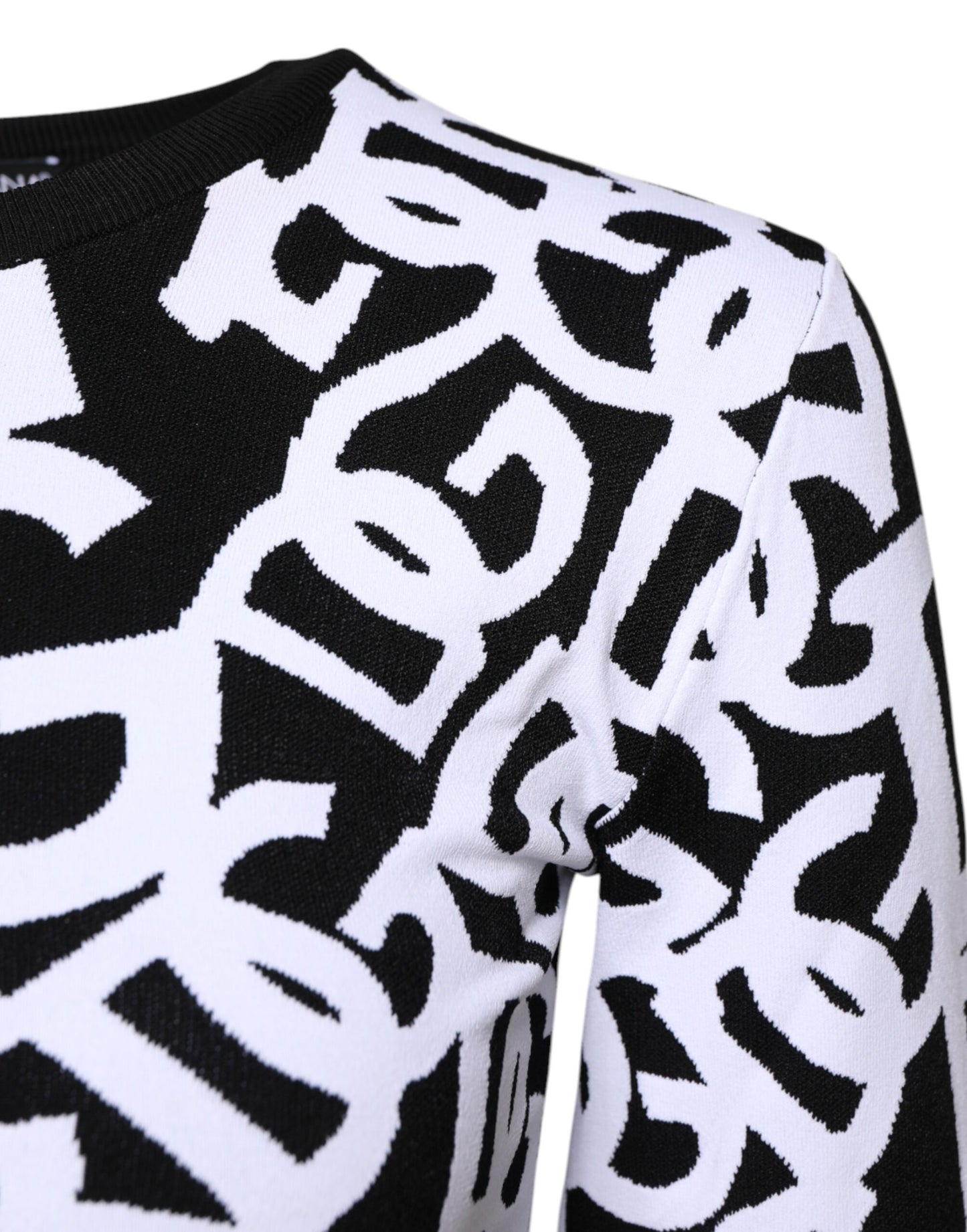 Dolce & Gabbana Schwarzer weißer Logodruck Frauen Pullover Pullover
