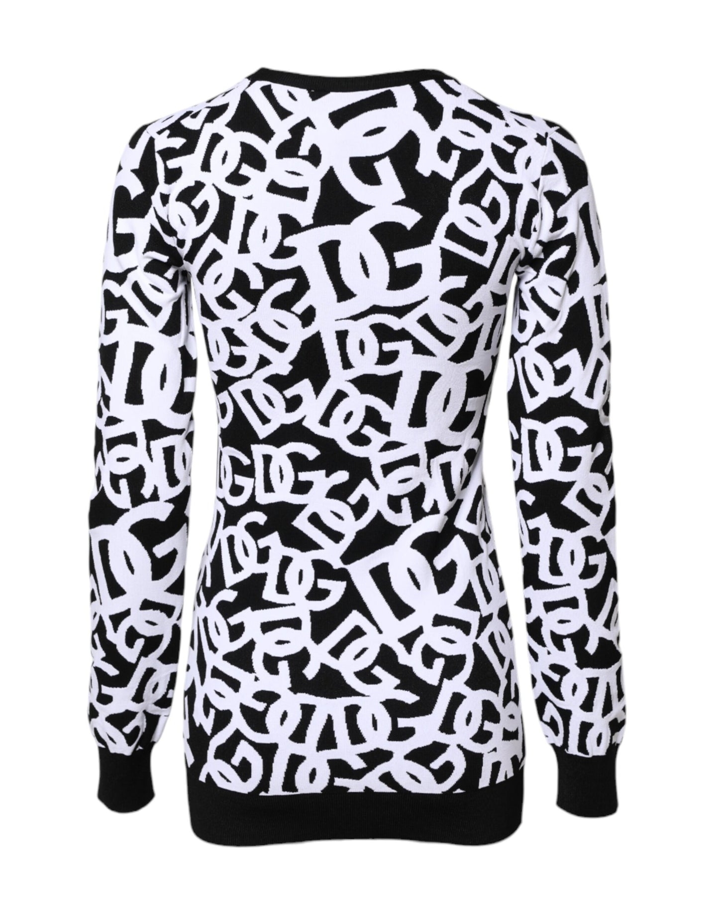 Dolce & Gabbana Schwarzer weißer Logodruck Frauen Pullover Pullover