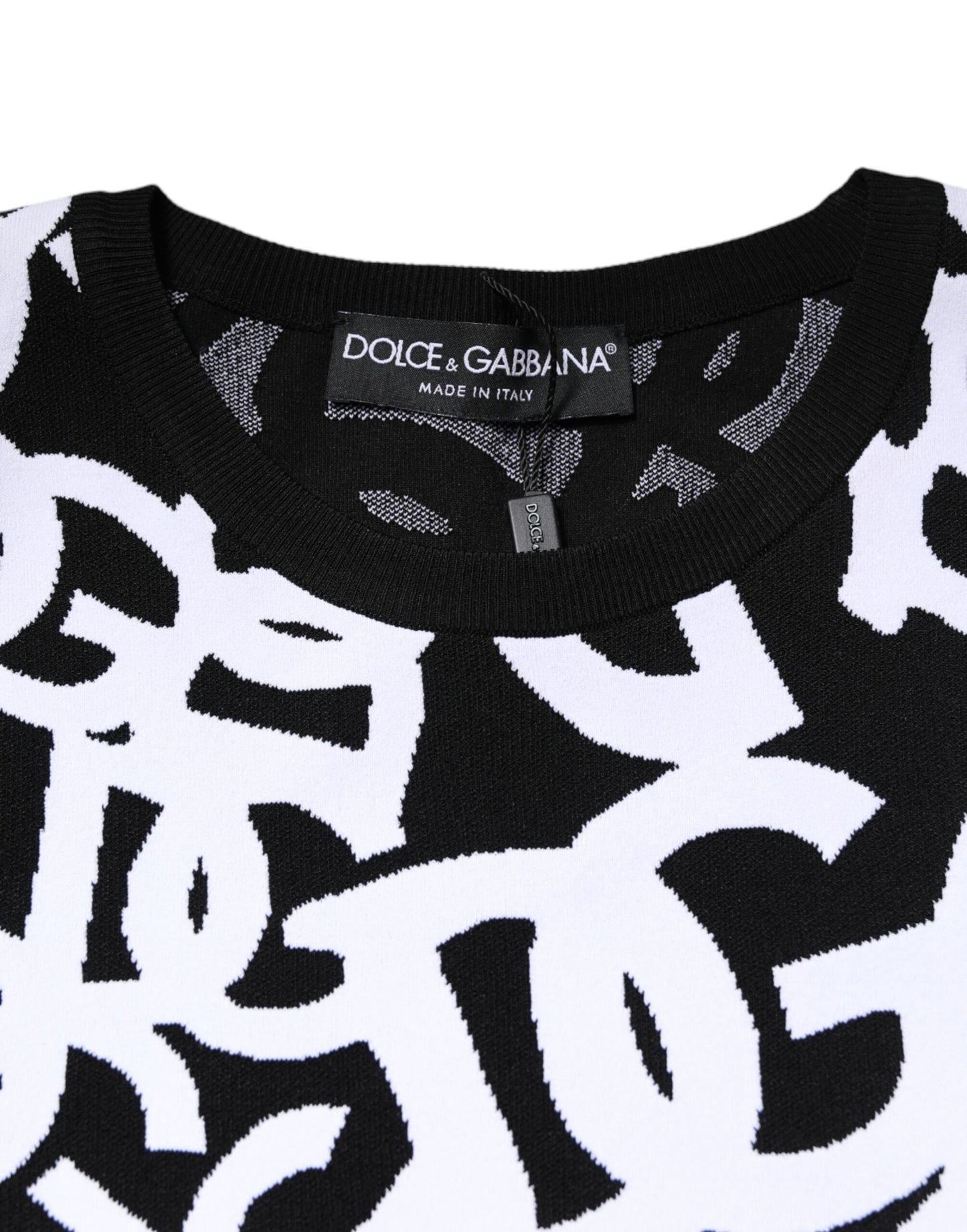 Dolce & Gabbana Schwarzer weißer Logodruck Frauen Pullover Pullover