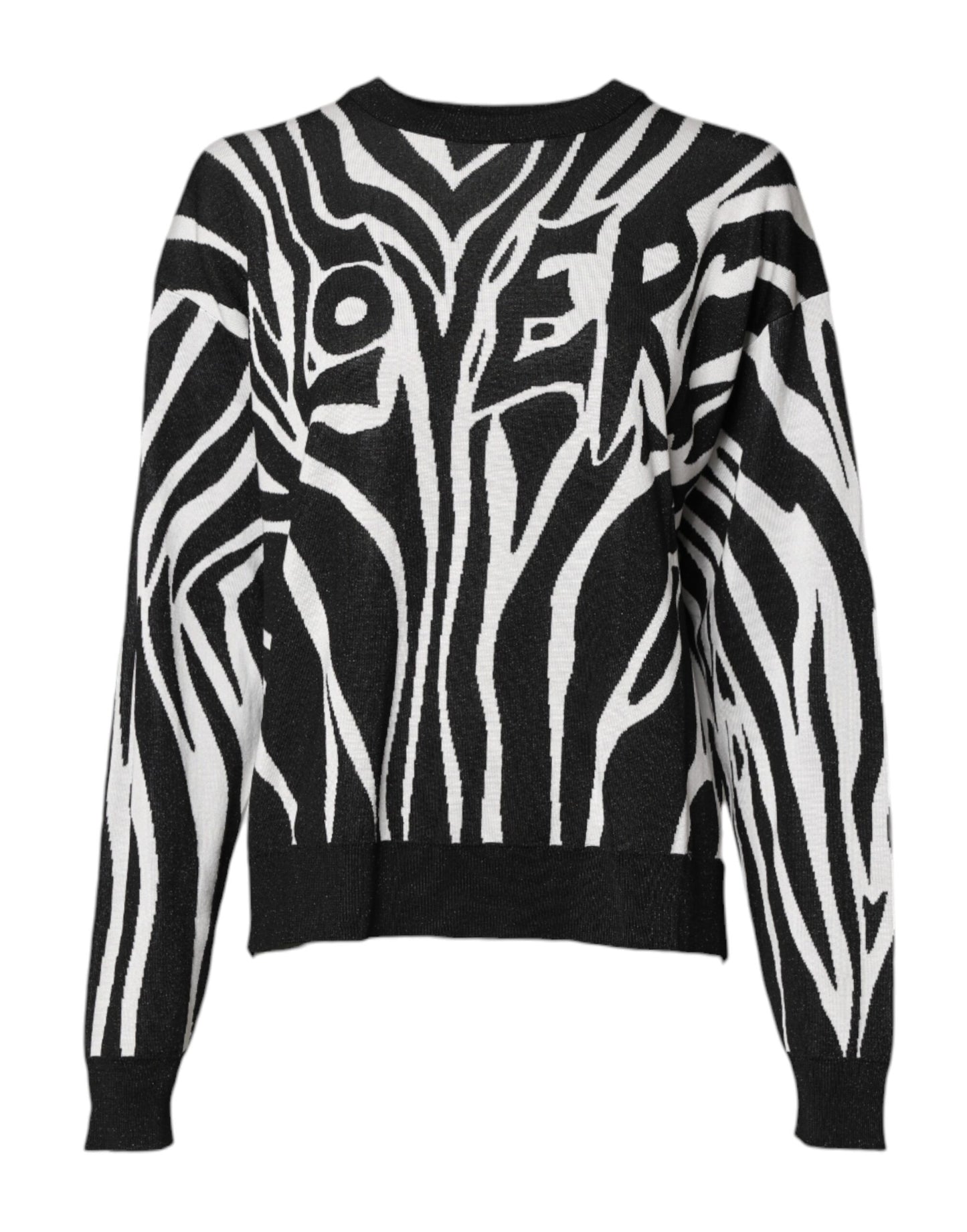 Dolce & Gabbana Schwarzer weißer Druck Frauen Pullover Sweater