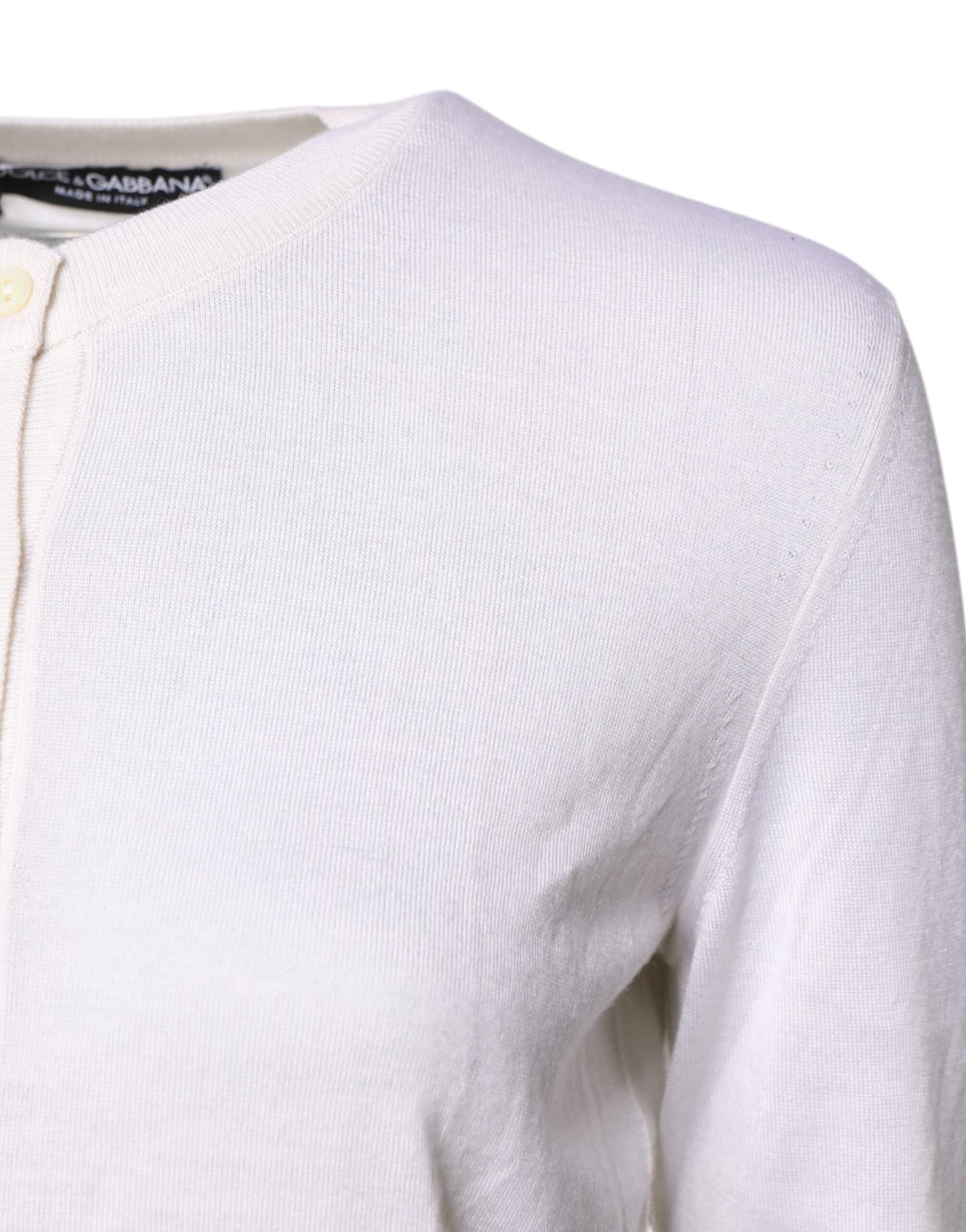 Dolce & Gabbana Weißes Kaschmir-Rundhals-Top Strickjacke Pullover