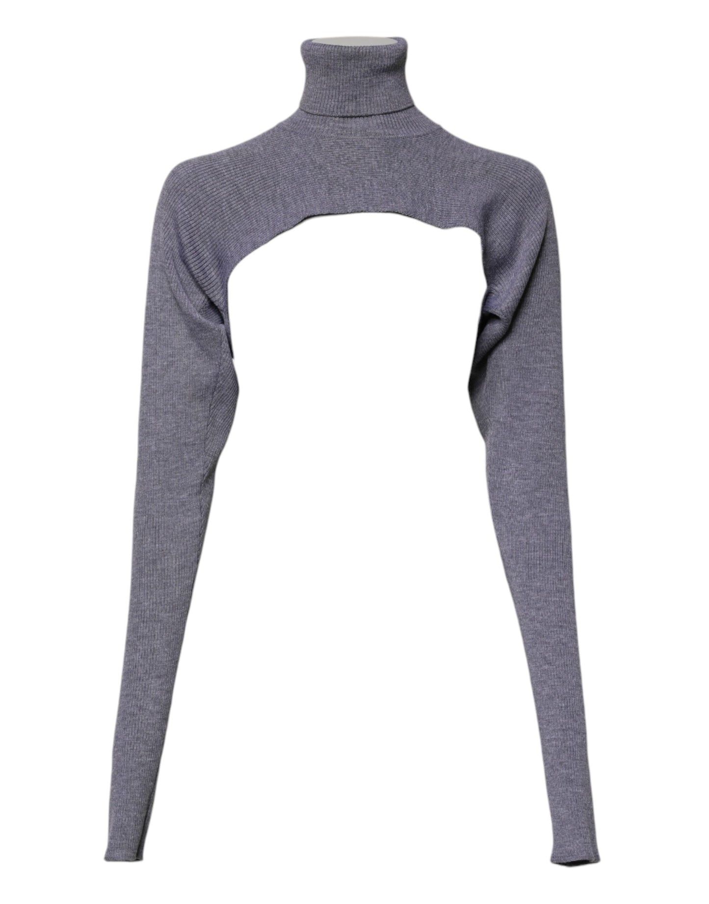 Dolce & Gabbana Grauer Wollstrick-Rollkragenpullover mit Rundhalsausschnitt
