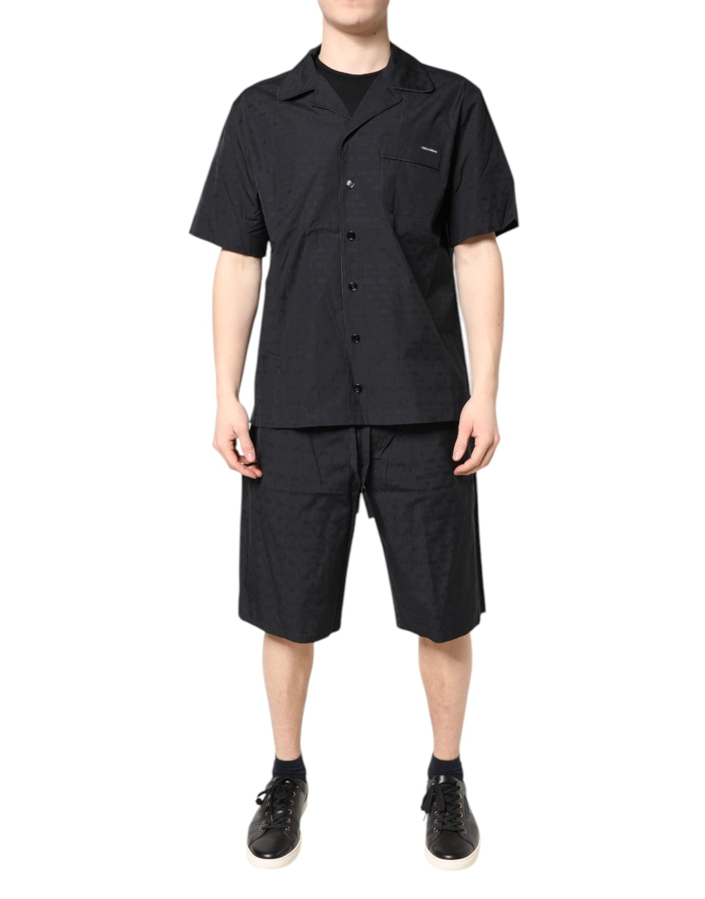 Dolce & Gabbana Schwarzer Baumwoll-Pyjama für Männer Schlafanzug