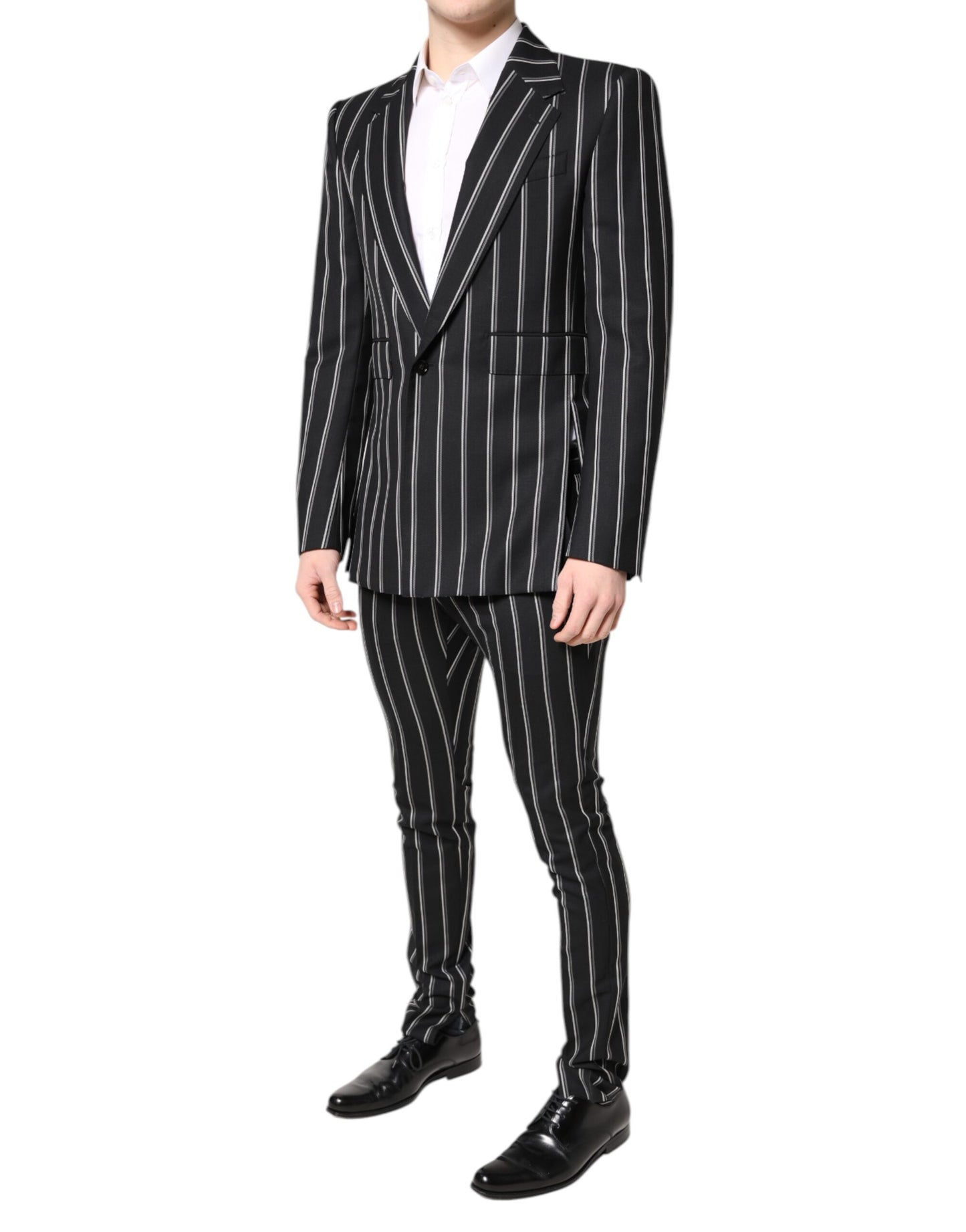 Dolce & Gabbana Schwarz gestreifter SICILIA Formal 2 Piece Anzug