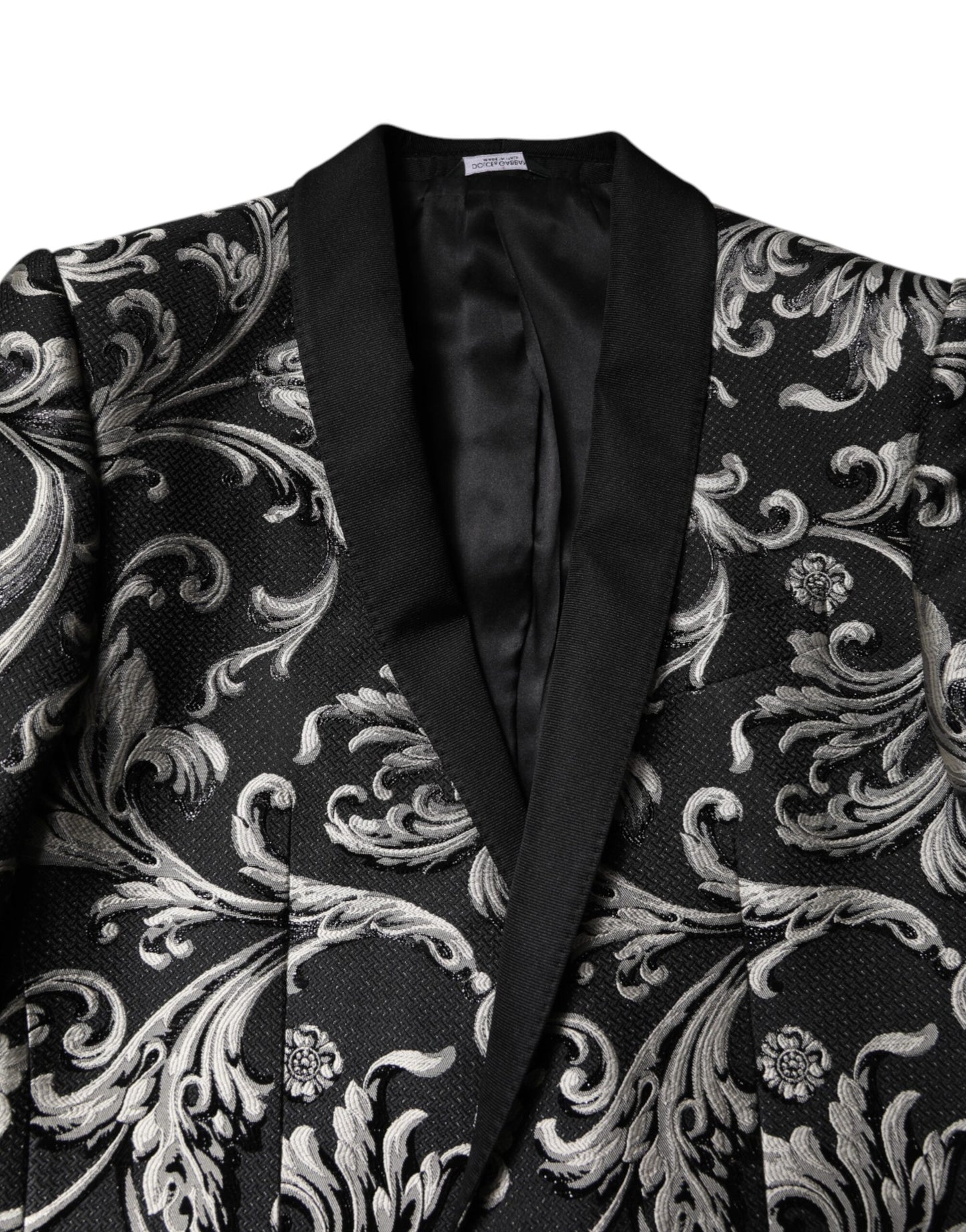 Dolce & Gabbana Schwarz Grau MARTINI Jacquard Herren 3 Stück Anzug