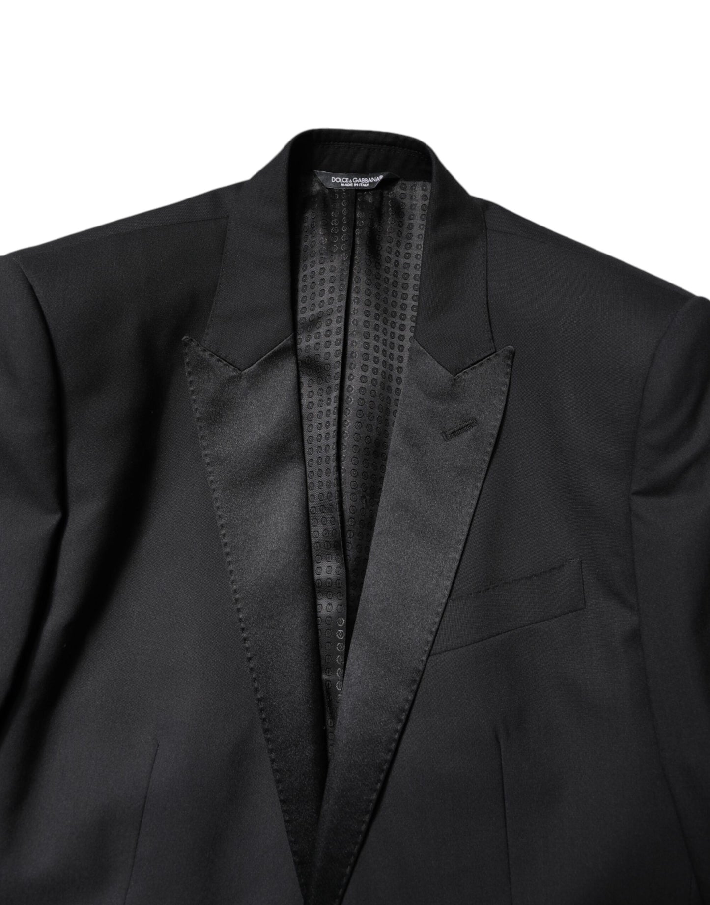 Dolce & Gabbana Schwarzer einreihiger 3-teiliger Anzug aus Wolle