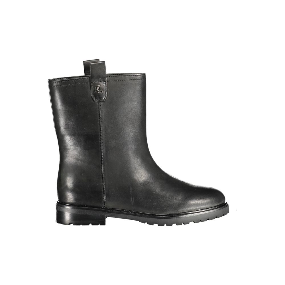 Ralph Lauren Schwarzes Leder Damen Stiefel