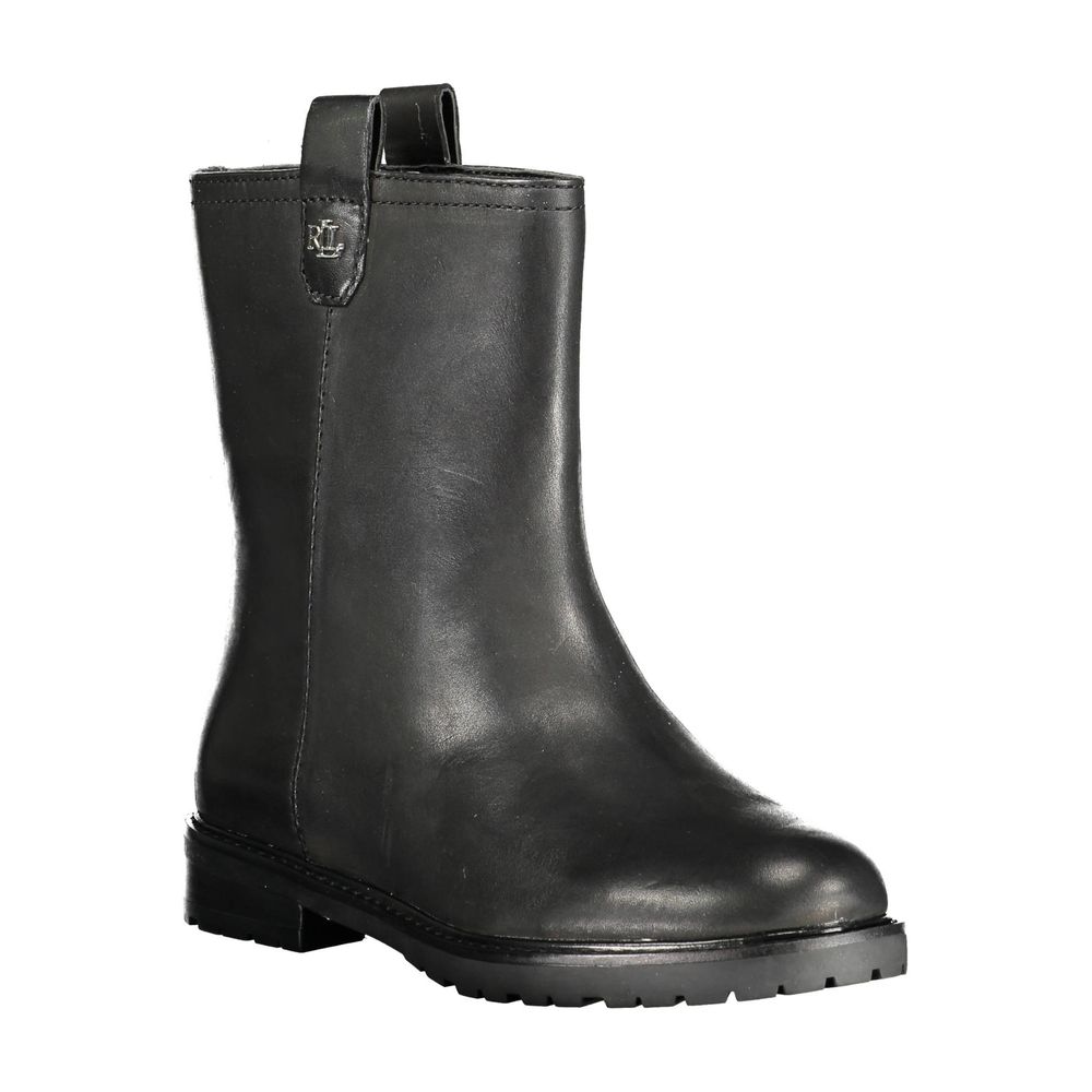 Ralph Lauren Schwarzes Leder Damen Stiefel
