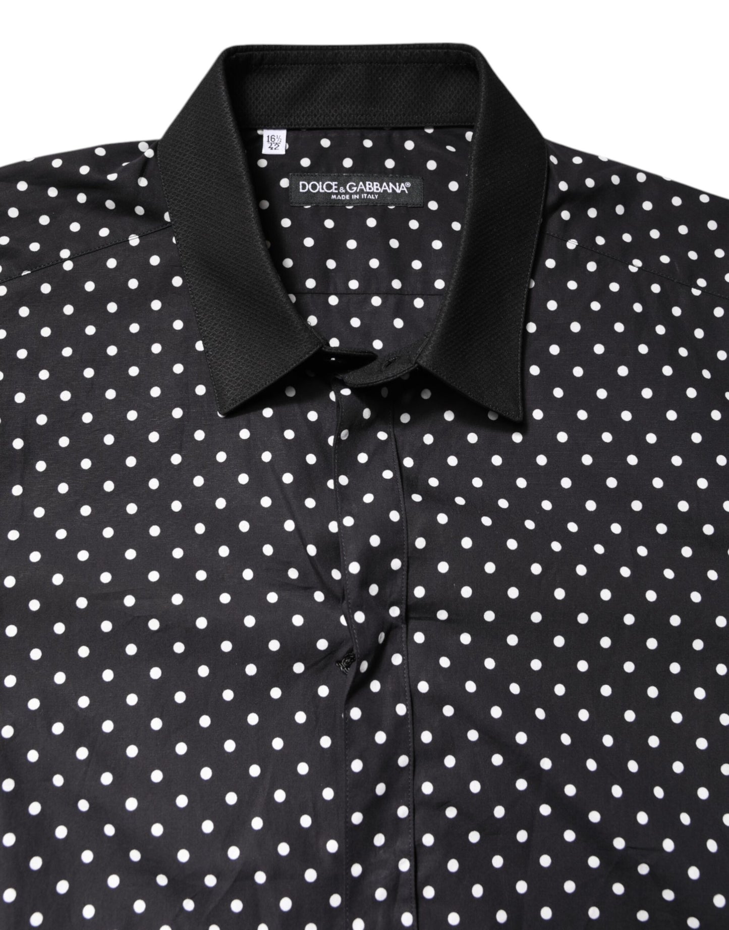 Dolce & Gabbana Schwarzes gepunktetes Hemd aus Baumwolle für formelle Anlässe