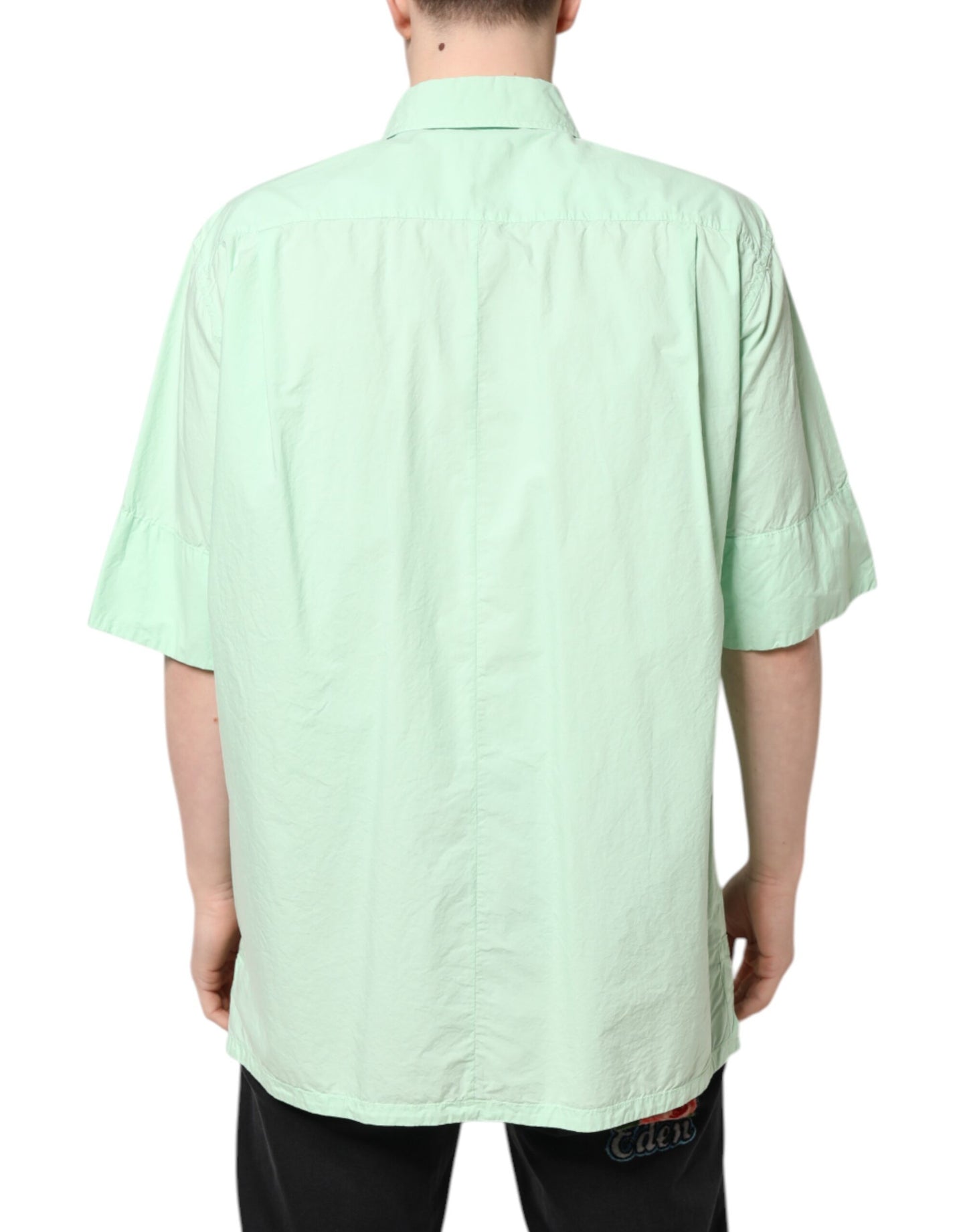 Dolce & Gabbana Grün Baumwolle Kurzarm Männer Casual Shirt