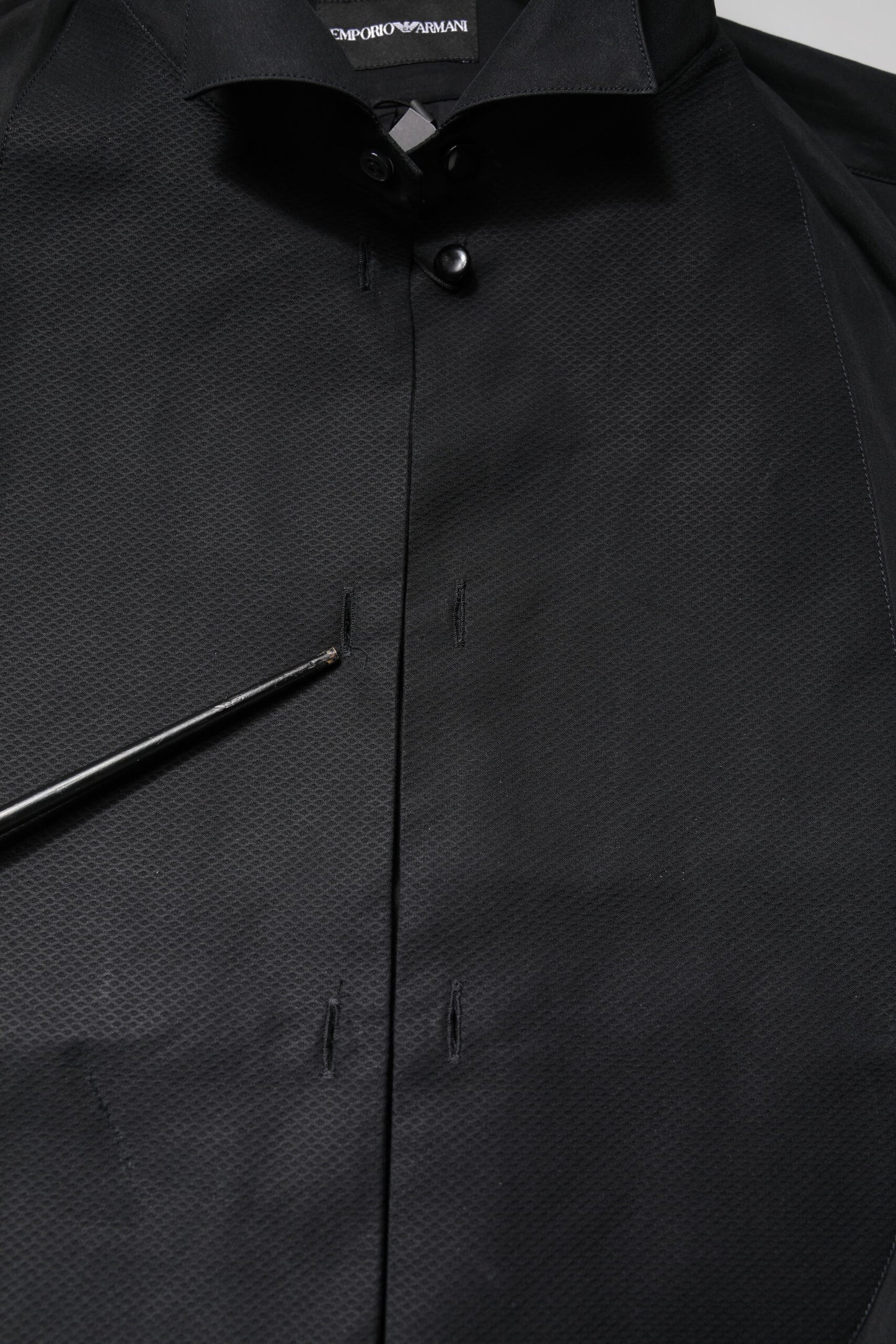 Emporio Armani Schwarzes Baumwollhemd mit langen Ärmeln für formelle Anlässe