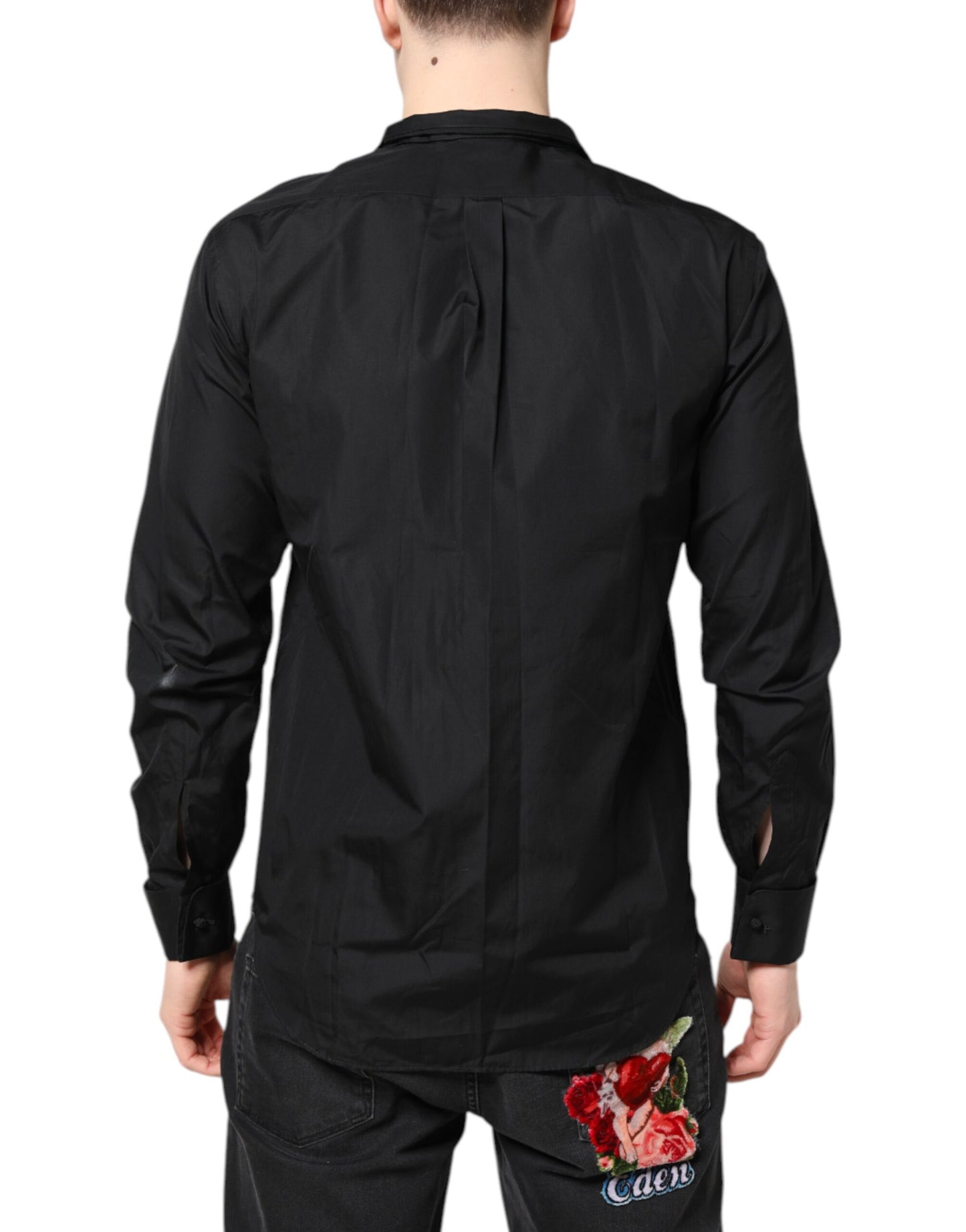 Emporio Armani Schwarz Baumwolle Lange Ärmel Männer Formal Dress Shirt