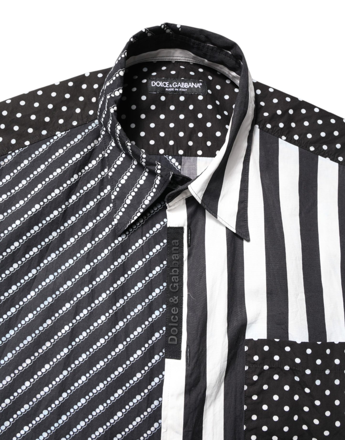 Dolce & Gabbana Schwarz-Weiß gestreiftes Button Down Freizeithemd