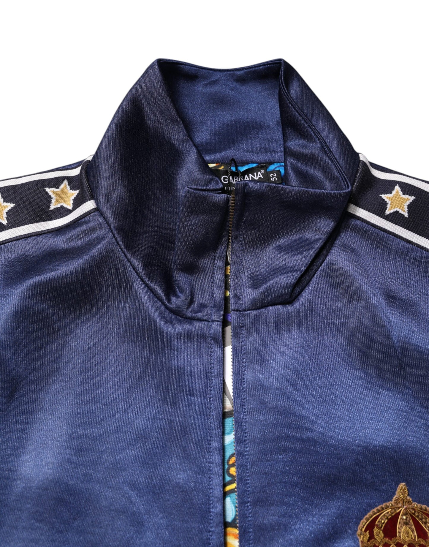 Dolce & Gabbana Blauer Nylon Logo Patch Herren Bomber Pullover
