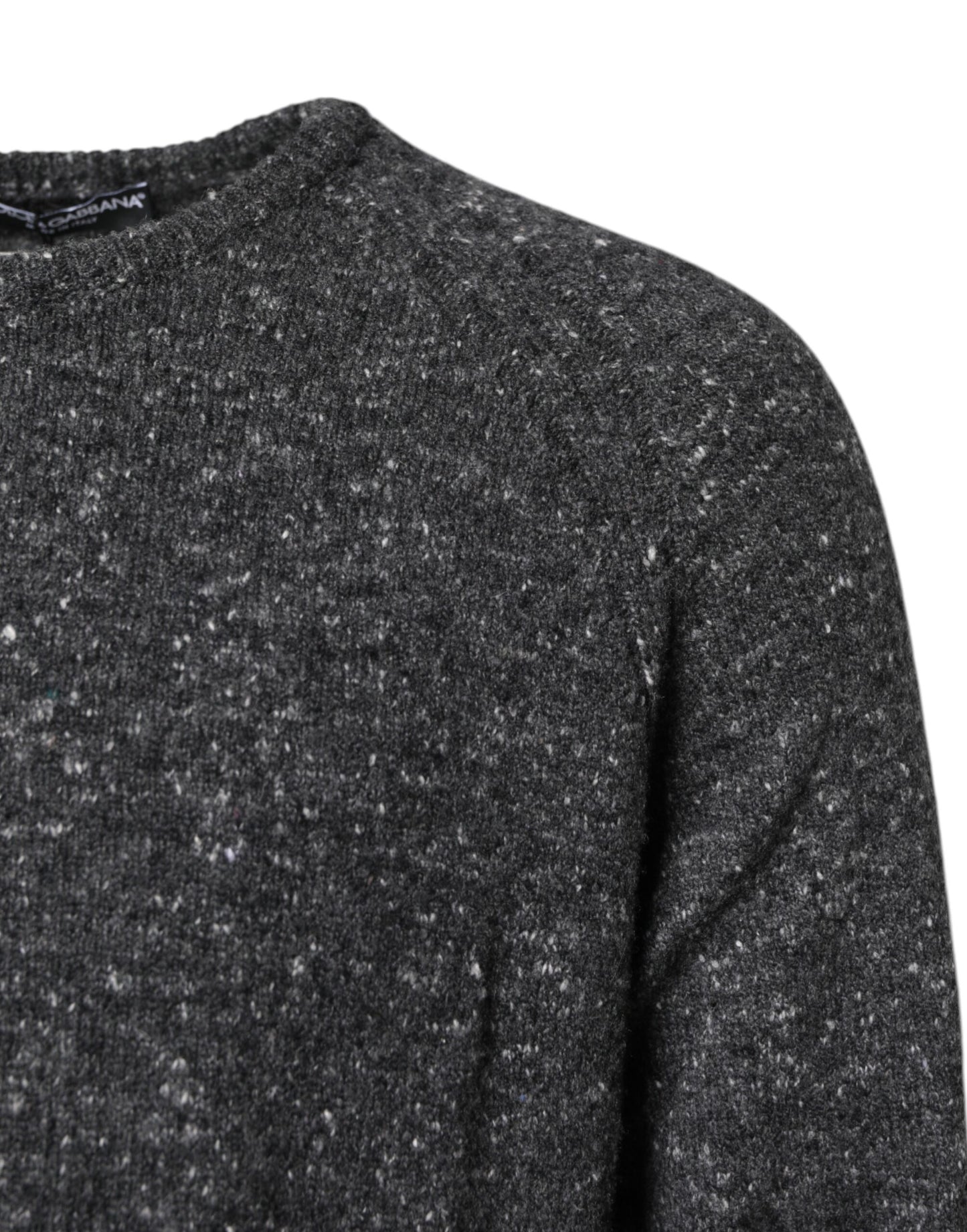 Dolce & Gabbana Grauer Pullover mit Rundhalsausschnitt aus Wolle