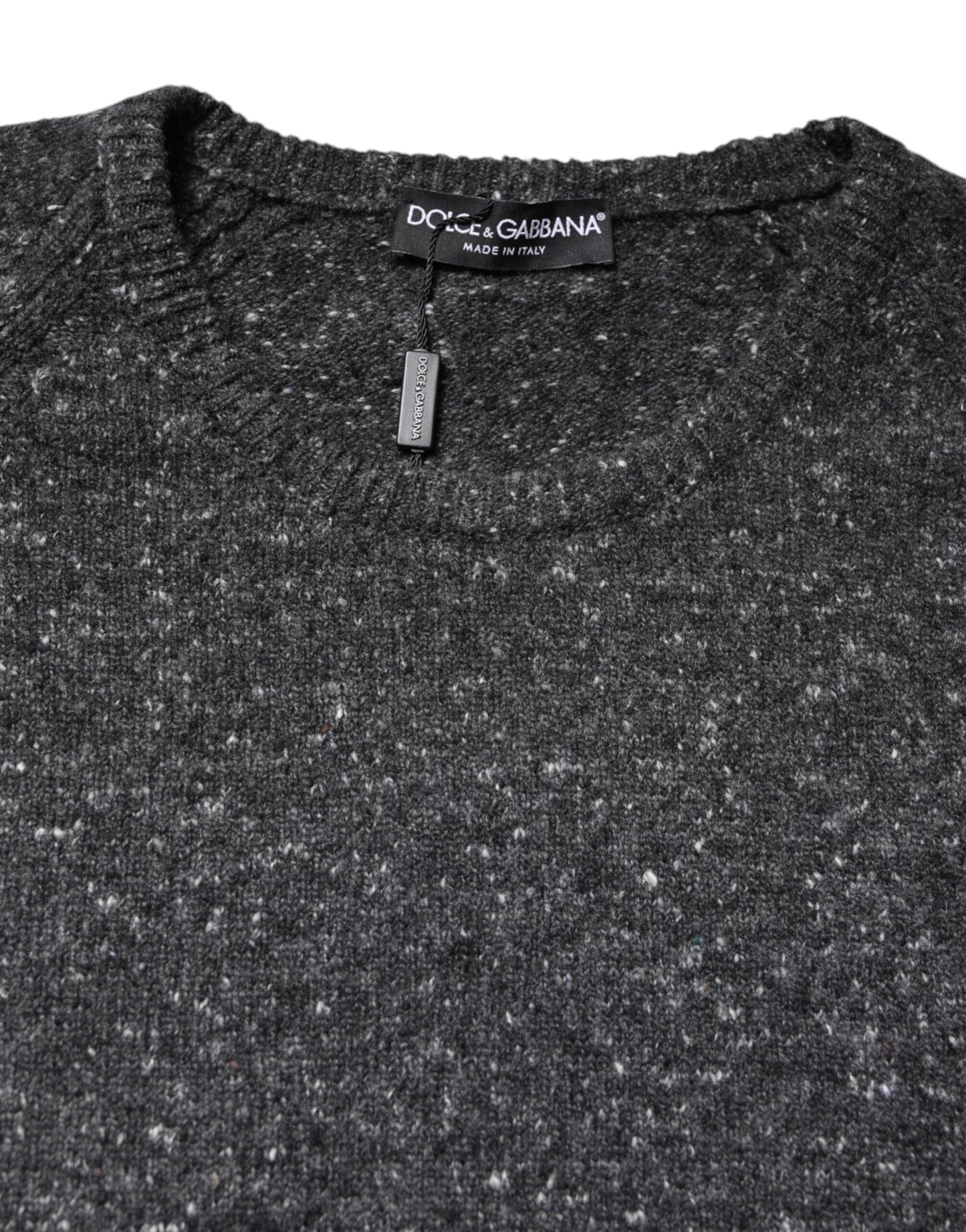 Dolce & Gabbana Grauer Pullover mit Rundhalsausschnitt aus Wolle