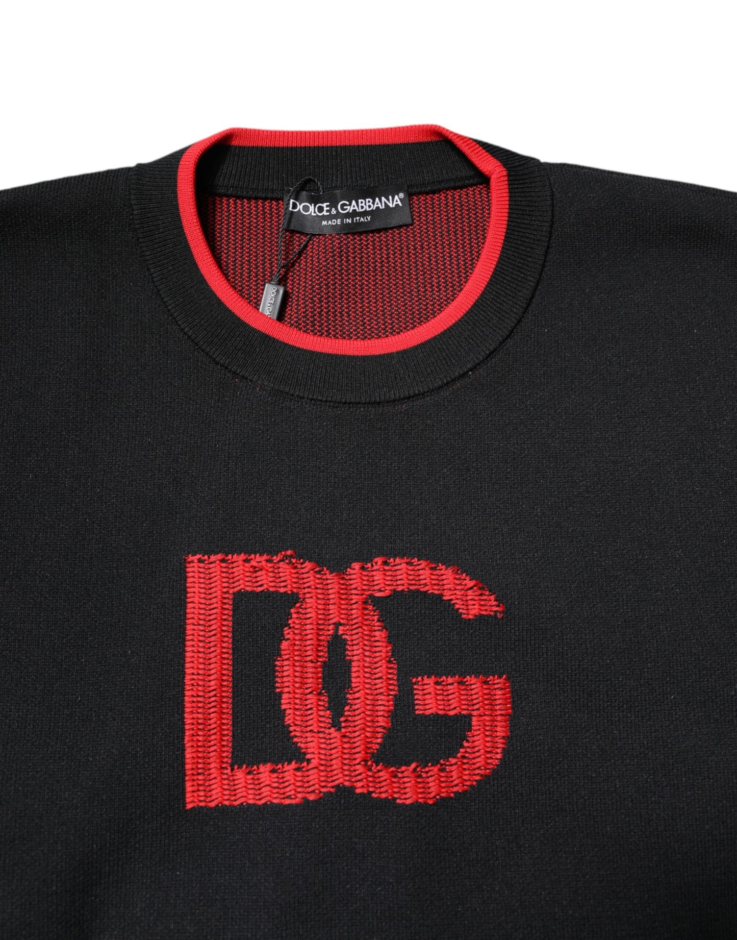 Dolce & Gabbana Schwarzer Nylon DGLogo Knit Herren Pullover Pullover
