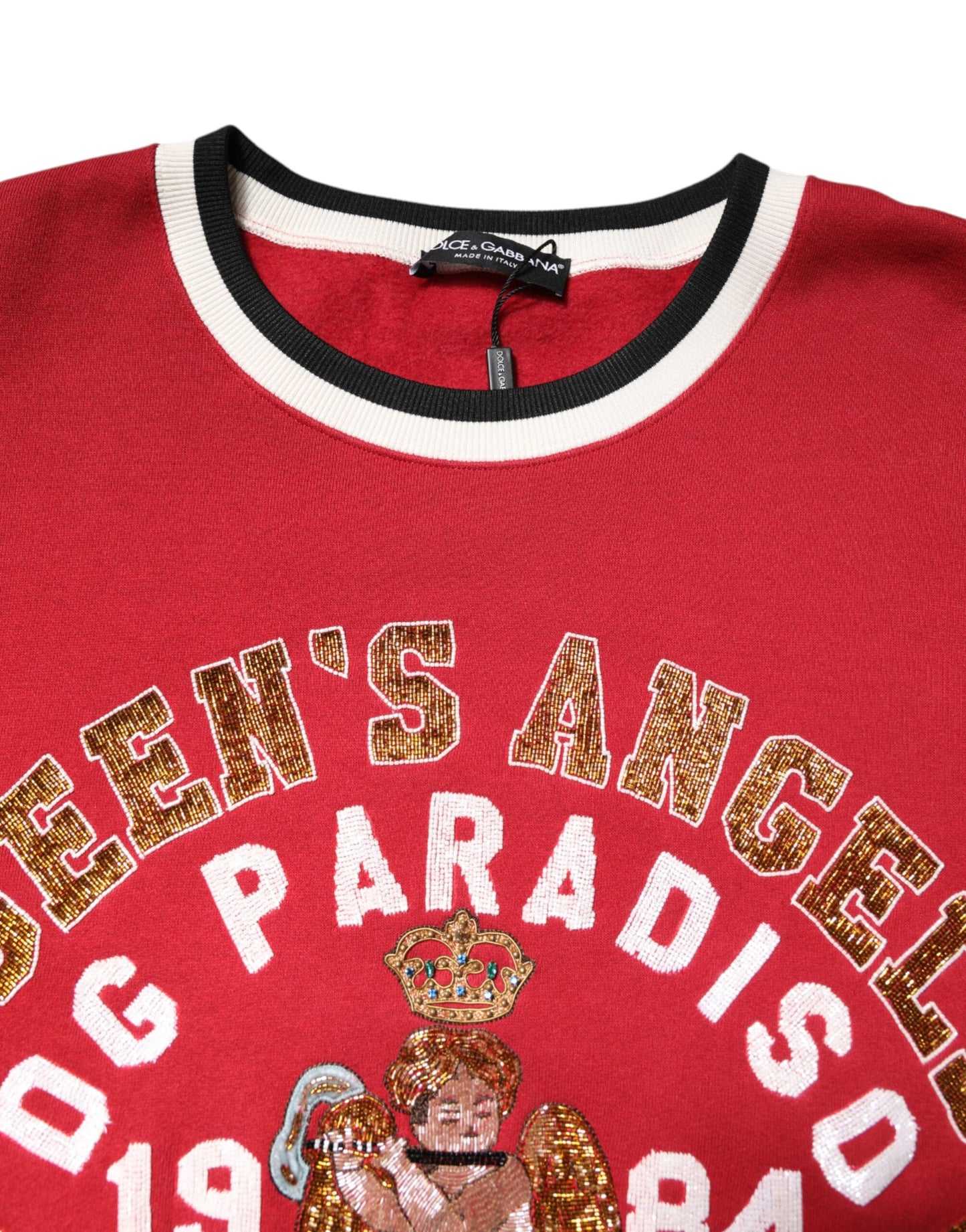Dolce & Gabbana Roter Pailletten-Pullover Sweatshirt Pullover
