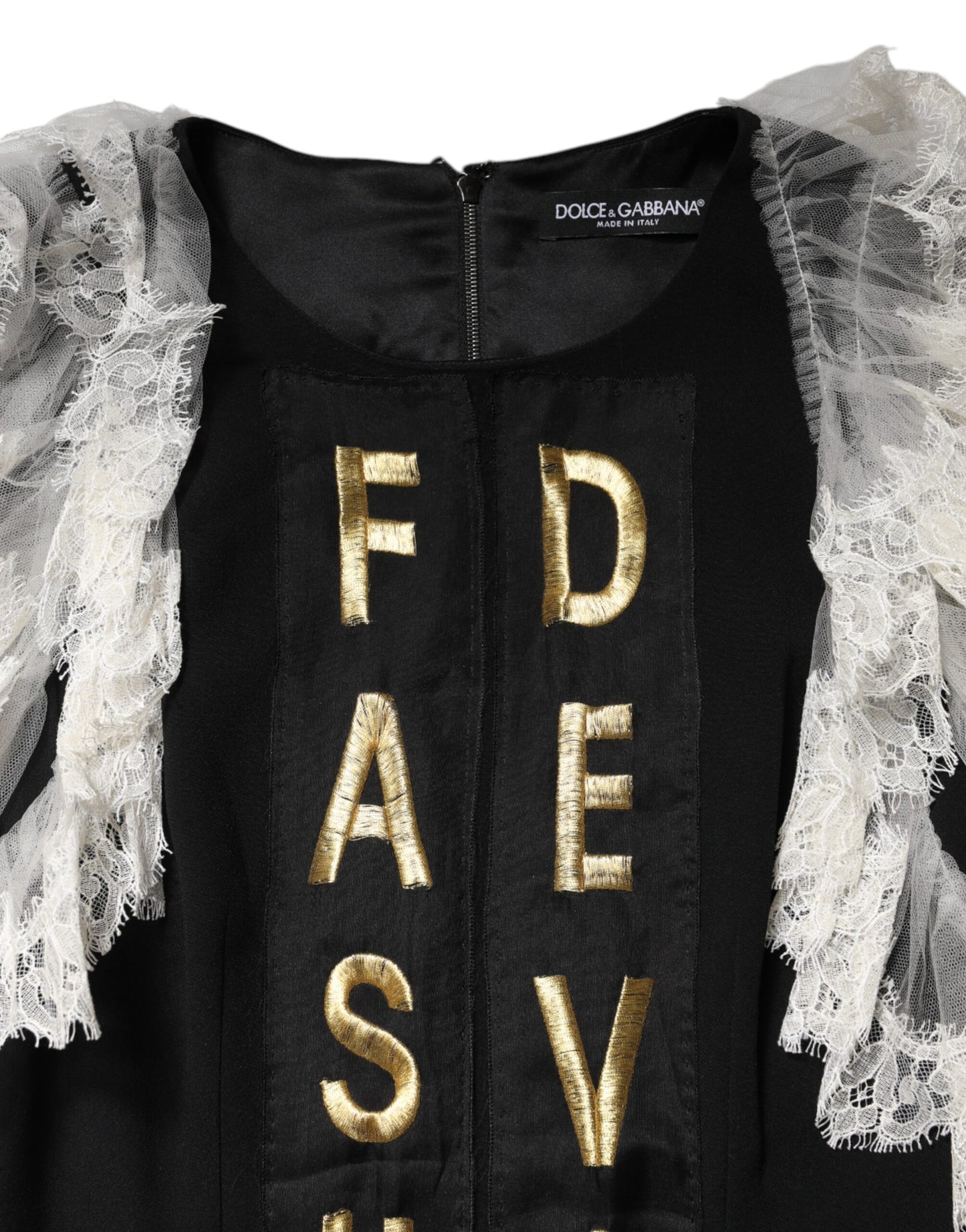 Dolce & Gabbana Schwarzes Fashion Devotion Verschönertes Minikleid