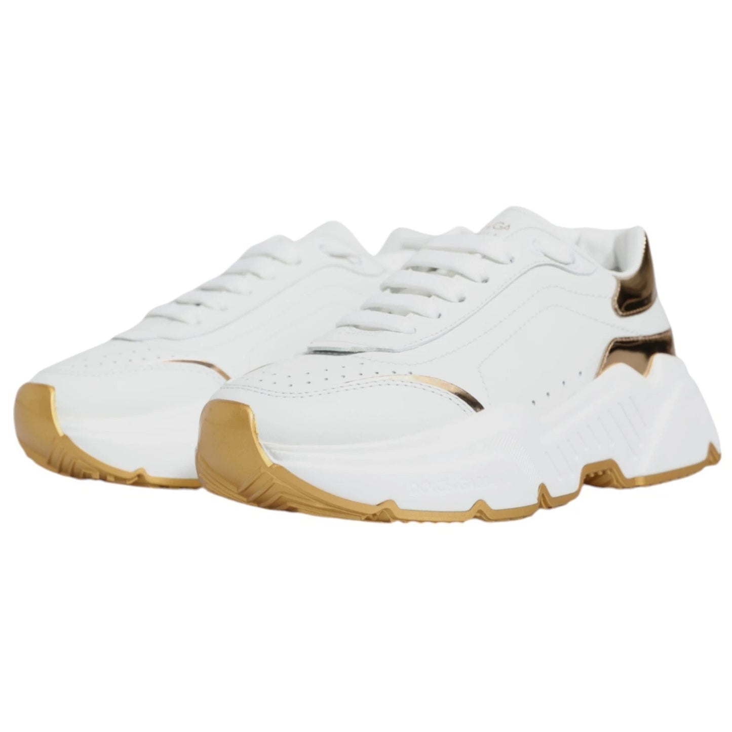 Dolce & Gabbana Weiß Gold Daymaster Low Top Turnschuhe Schuhe