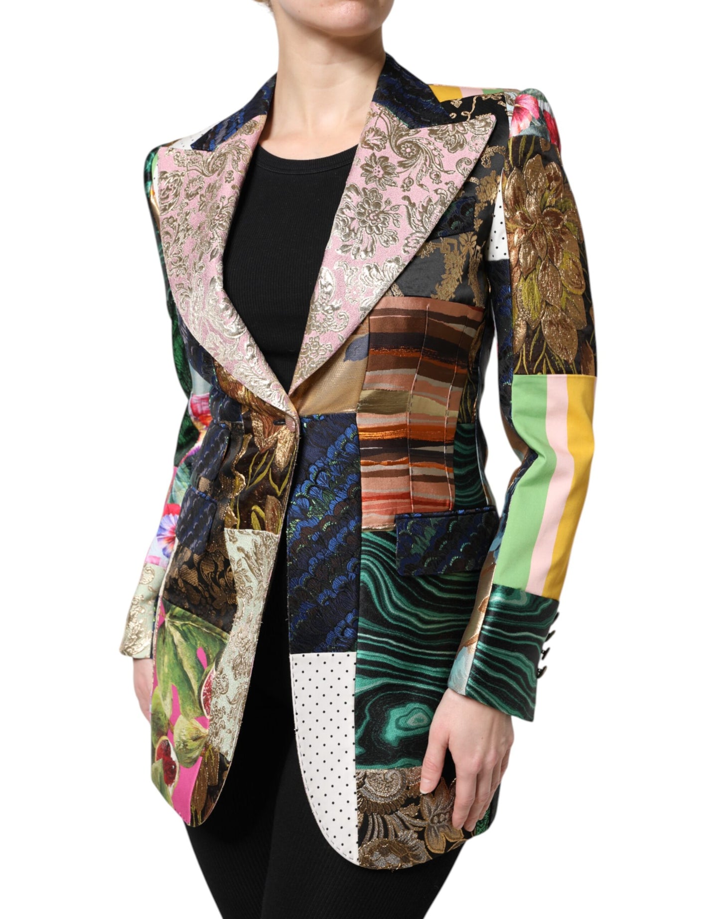 Dolce & Gabbana Multicolor Floral Patchwork Jacquard Jacke