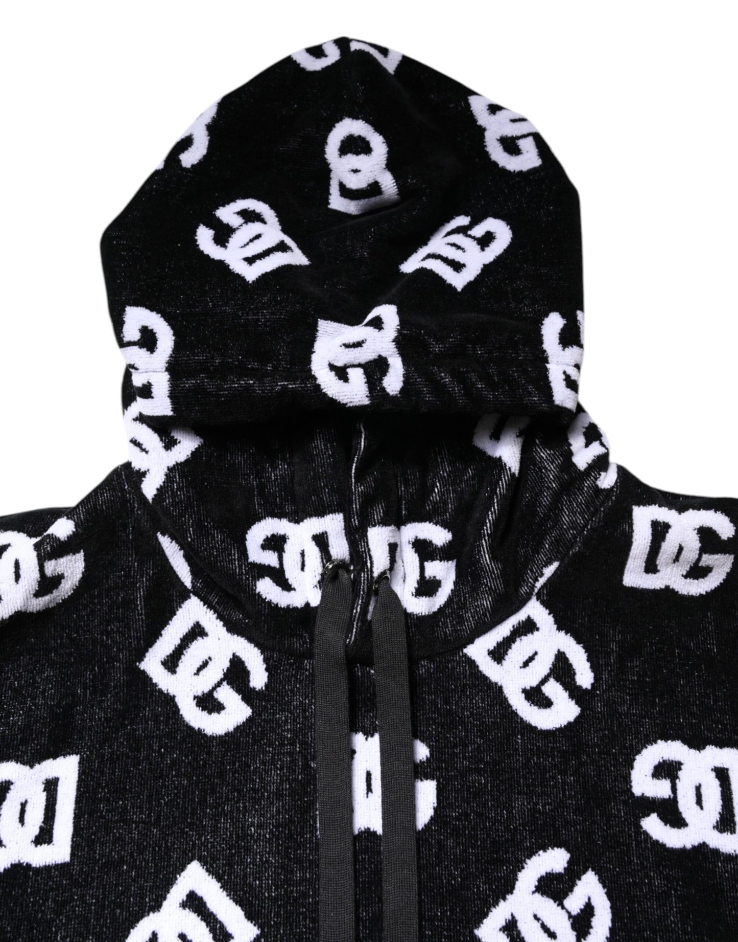 Dolce & Gabbana Schwarzer ärmelloser Pullover mit Kapuze aus Baumwolle von DG