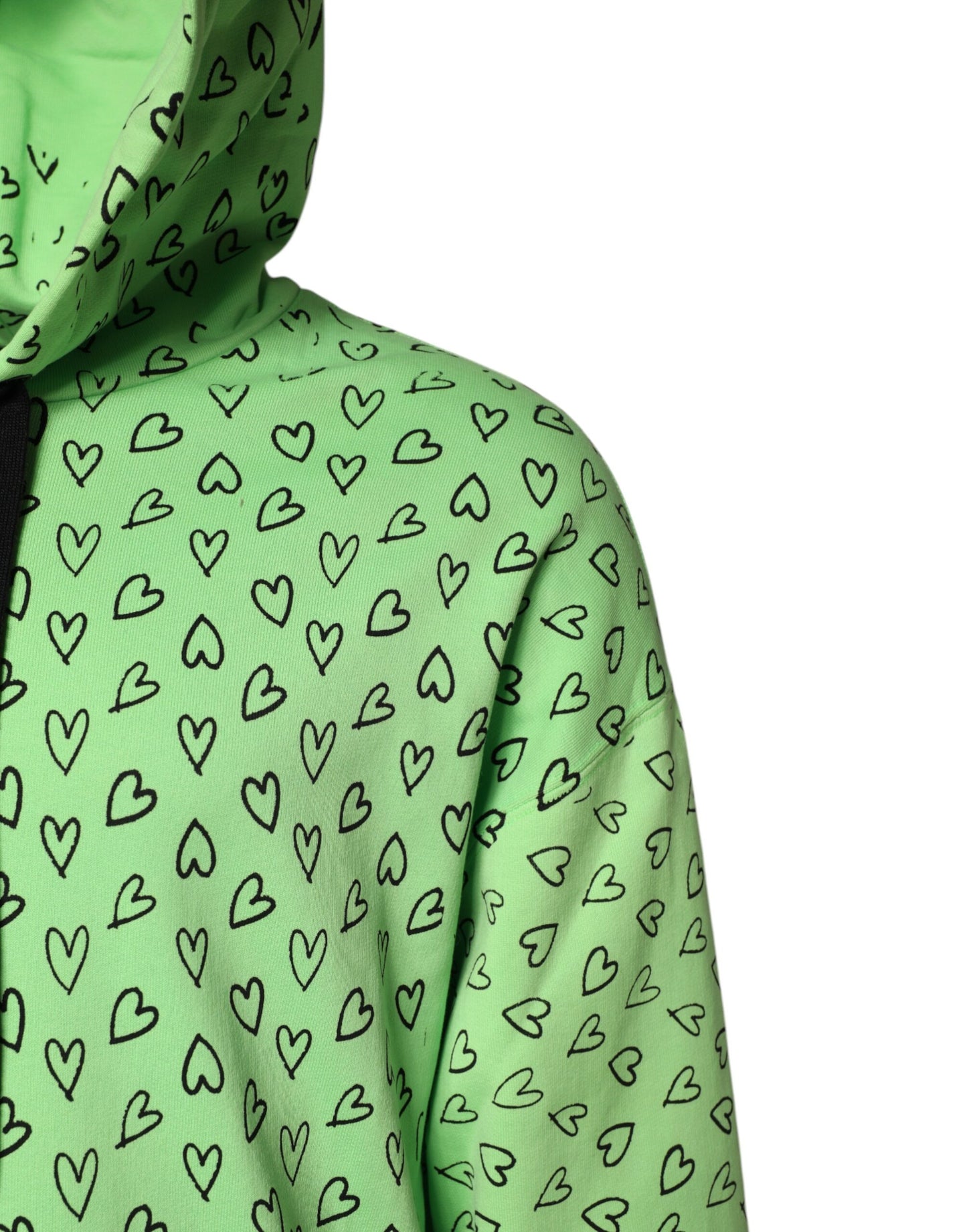 Dolce & Gabbana Grüner Kapuzenpullover mit Herz-Logo aus Baumwolle
