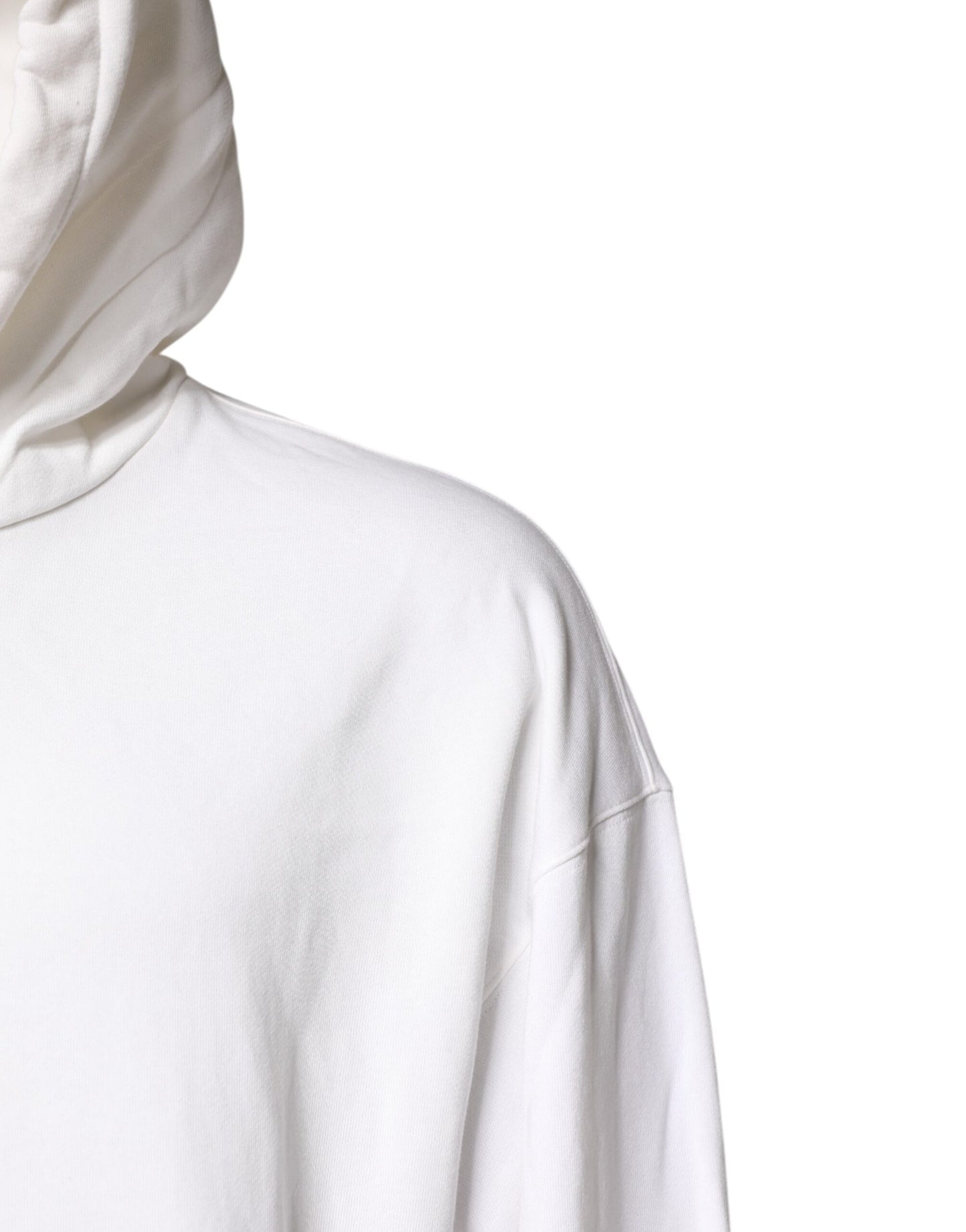 Dolce & Gabbana Weißes Sweatshirt mit geprägtem Logo und Kapuze Pullover