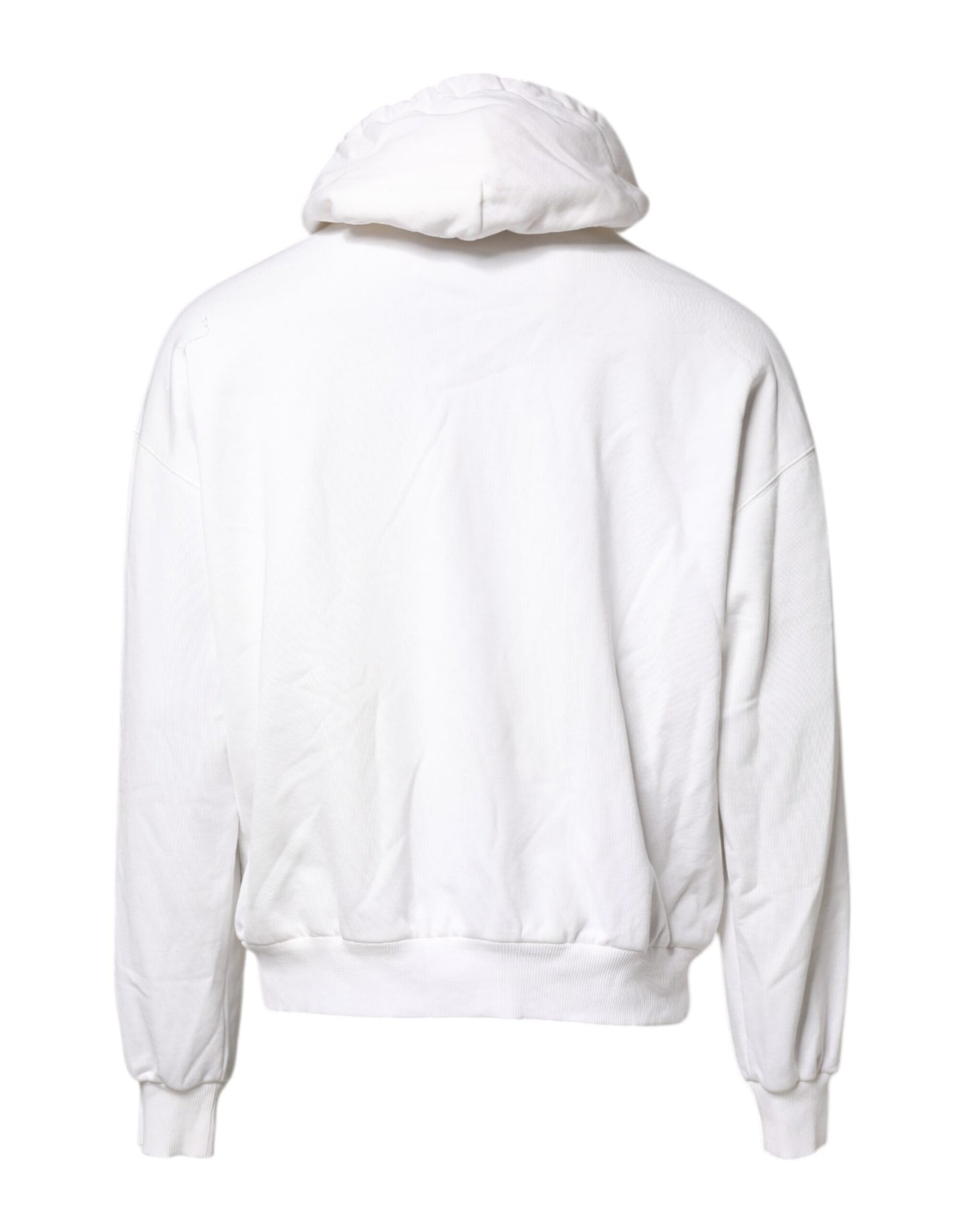 Dolce & Gabbana Weißes Sweatshirt mit geprägtem Logo und Kapuze Pullover