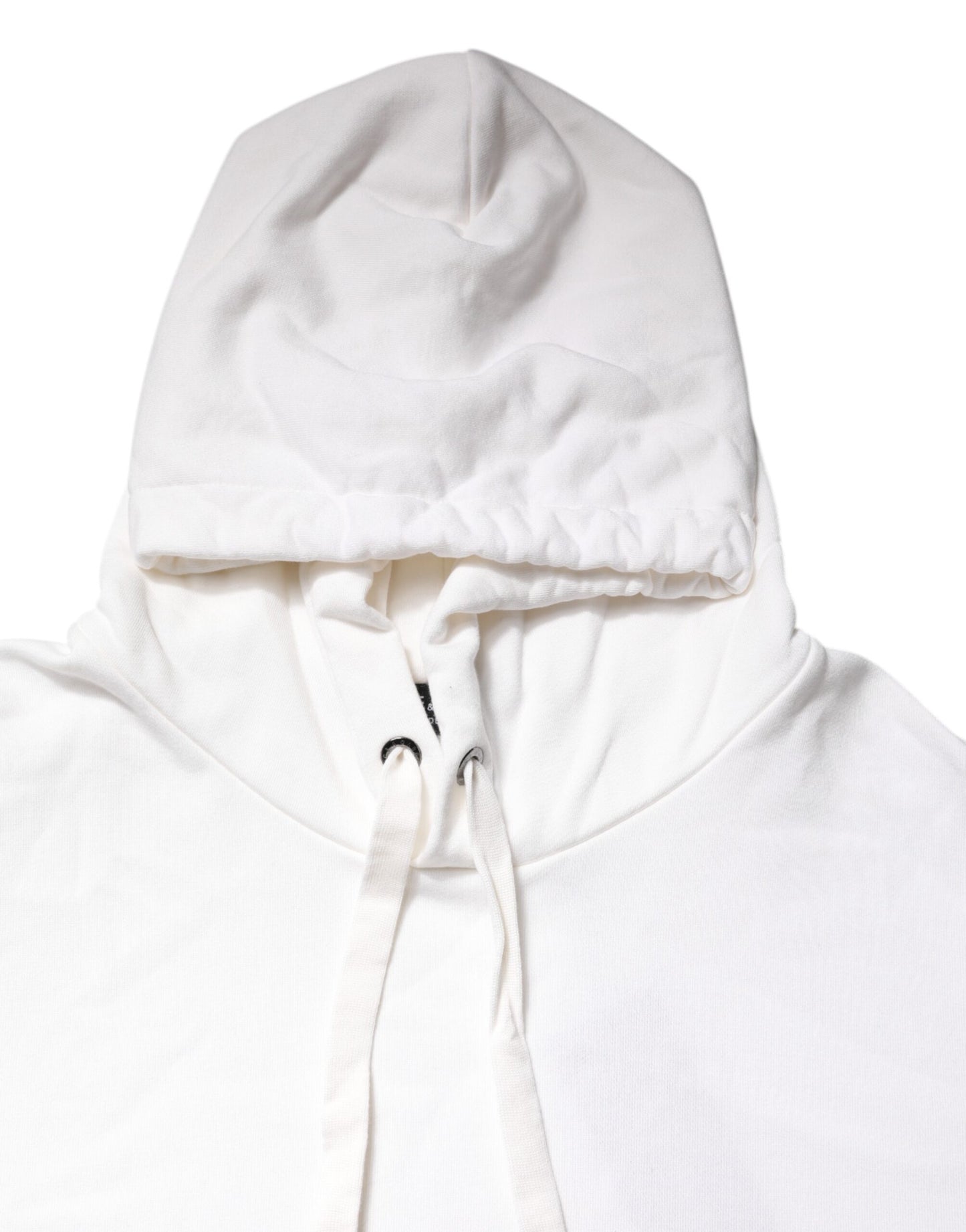 Dolce & Gabbana Weißes Sweatshirt mit geprägtem Logo und Kapuze Pullover