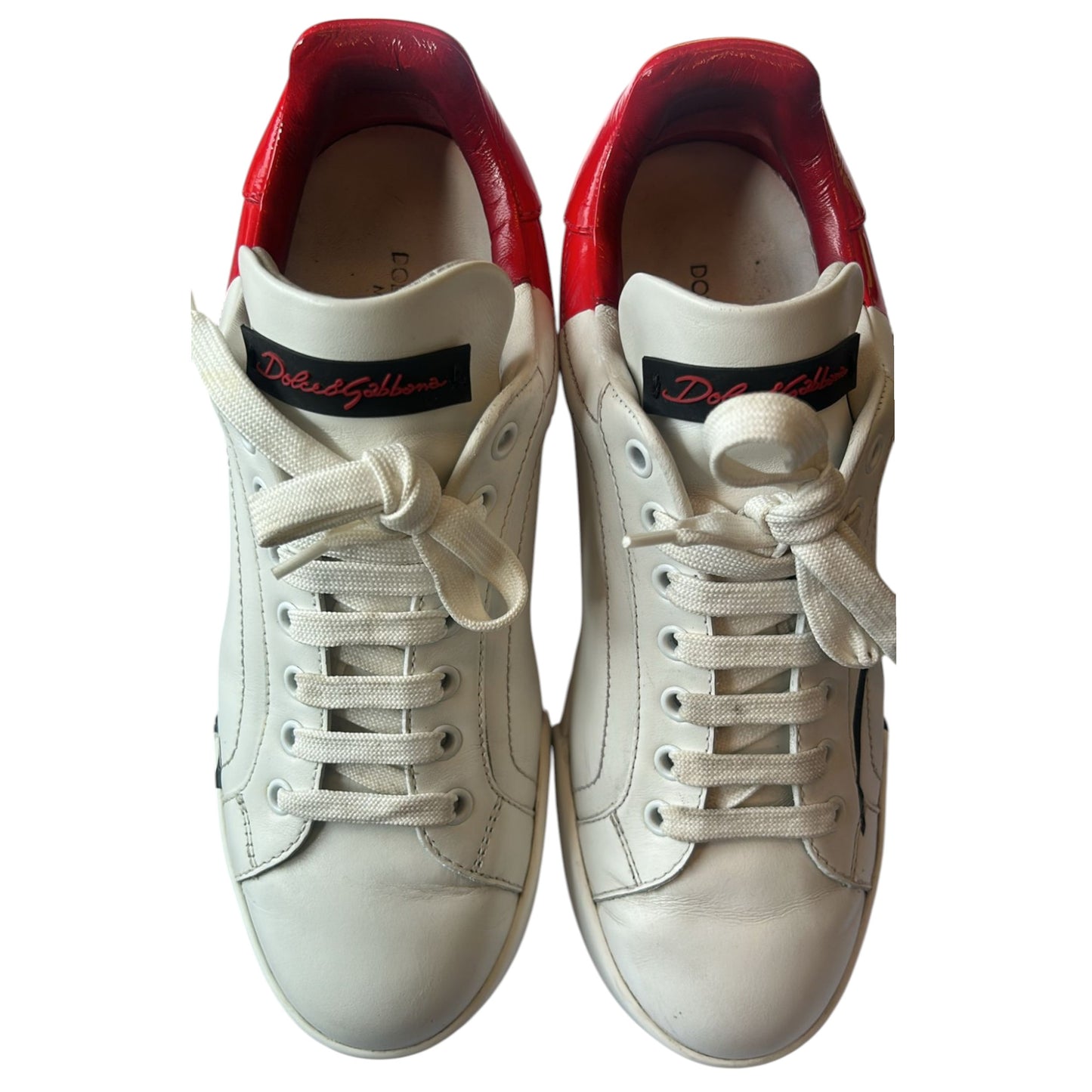 Dolce & Gabbana Weiß Rot Logo Portofino Turnschuhe Schuhe