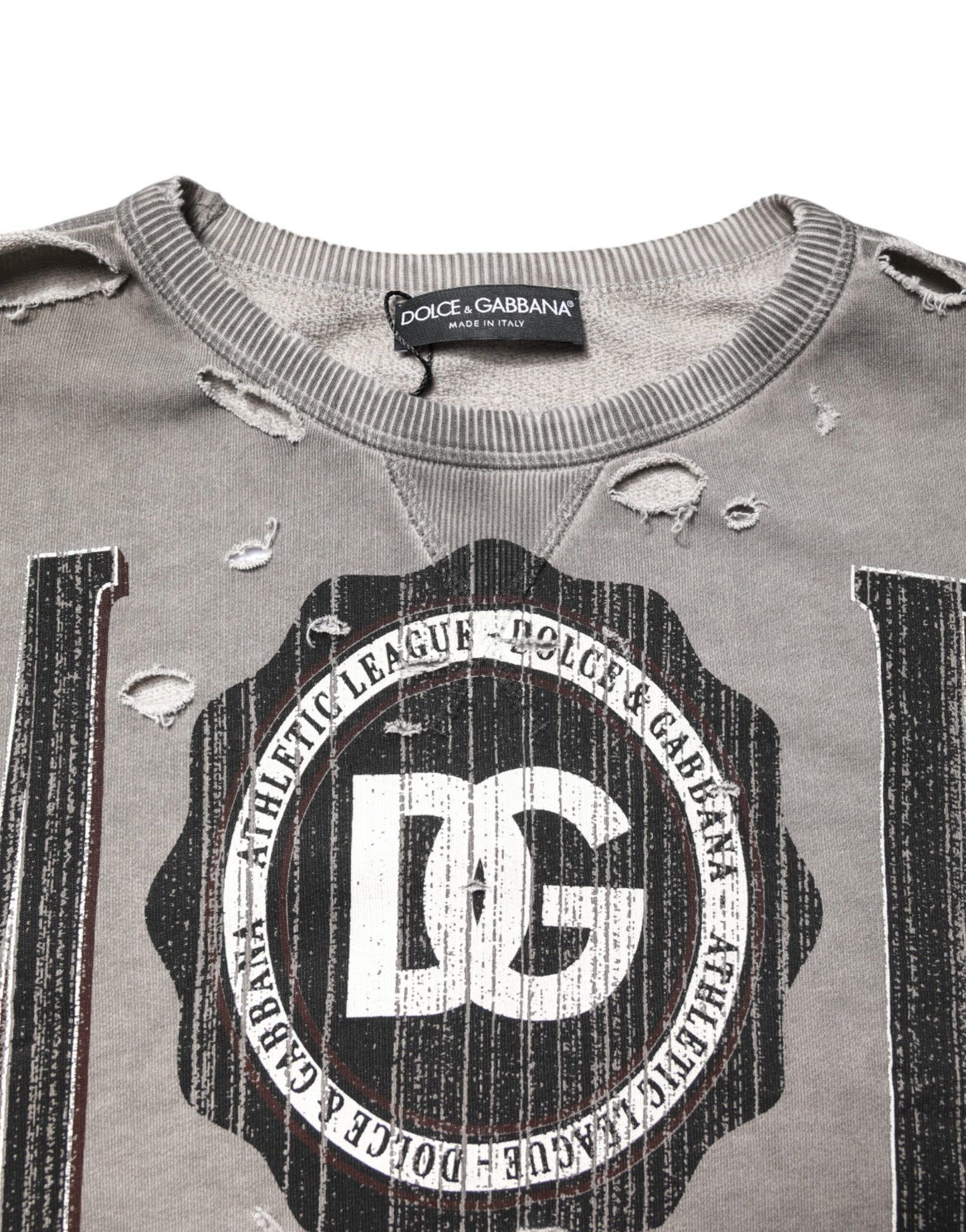 Dolce & Gabbana Grauer Rundhalspullover mit Logodruck