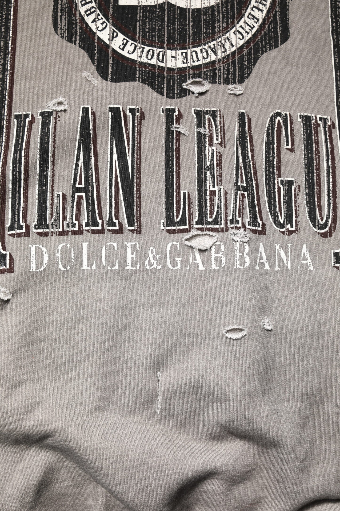 Dolce & Gabbana Grauer Rundhalspullover mit Logodruck