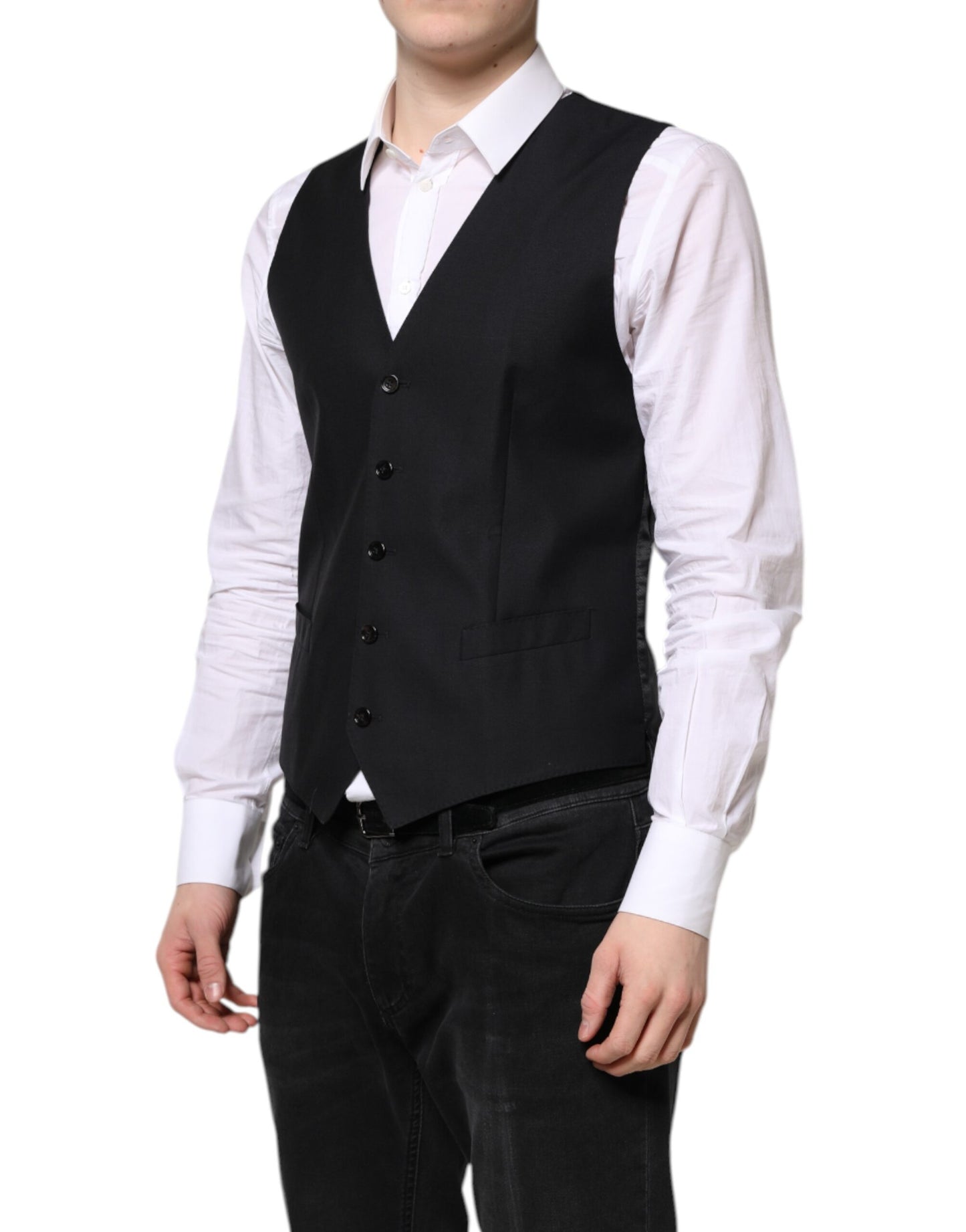 Dolce & Gabbana Schwarze Wollweste Kleid Formelle Weste