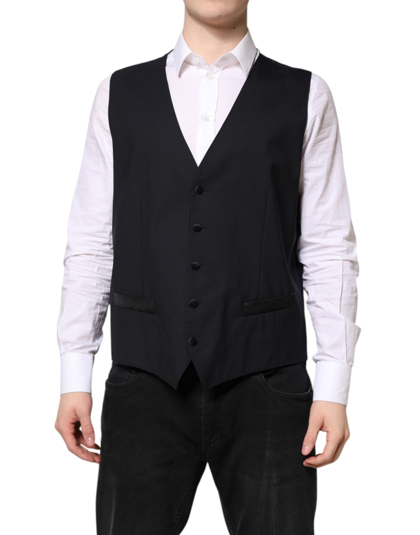 Dolce & Gabbana Schwarze Wollweste Kleid Formelle Weste