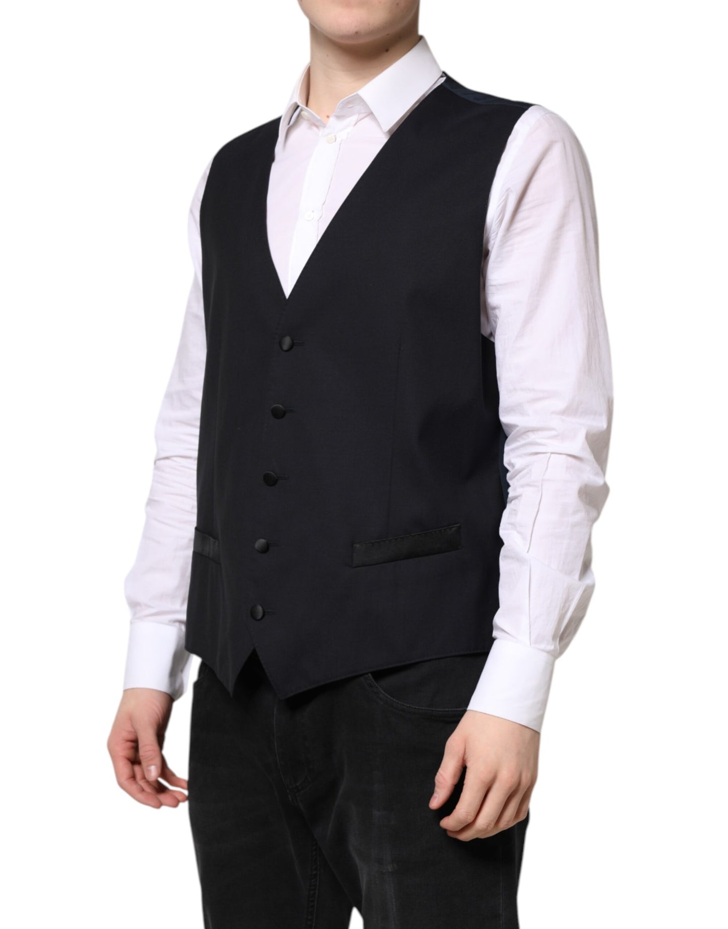 Dolce & Gabbana Schwarze Wollweste Kleid Formelle Weste