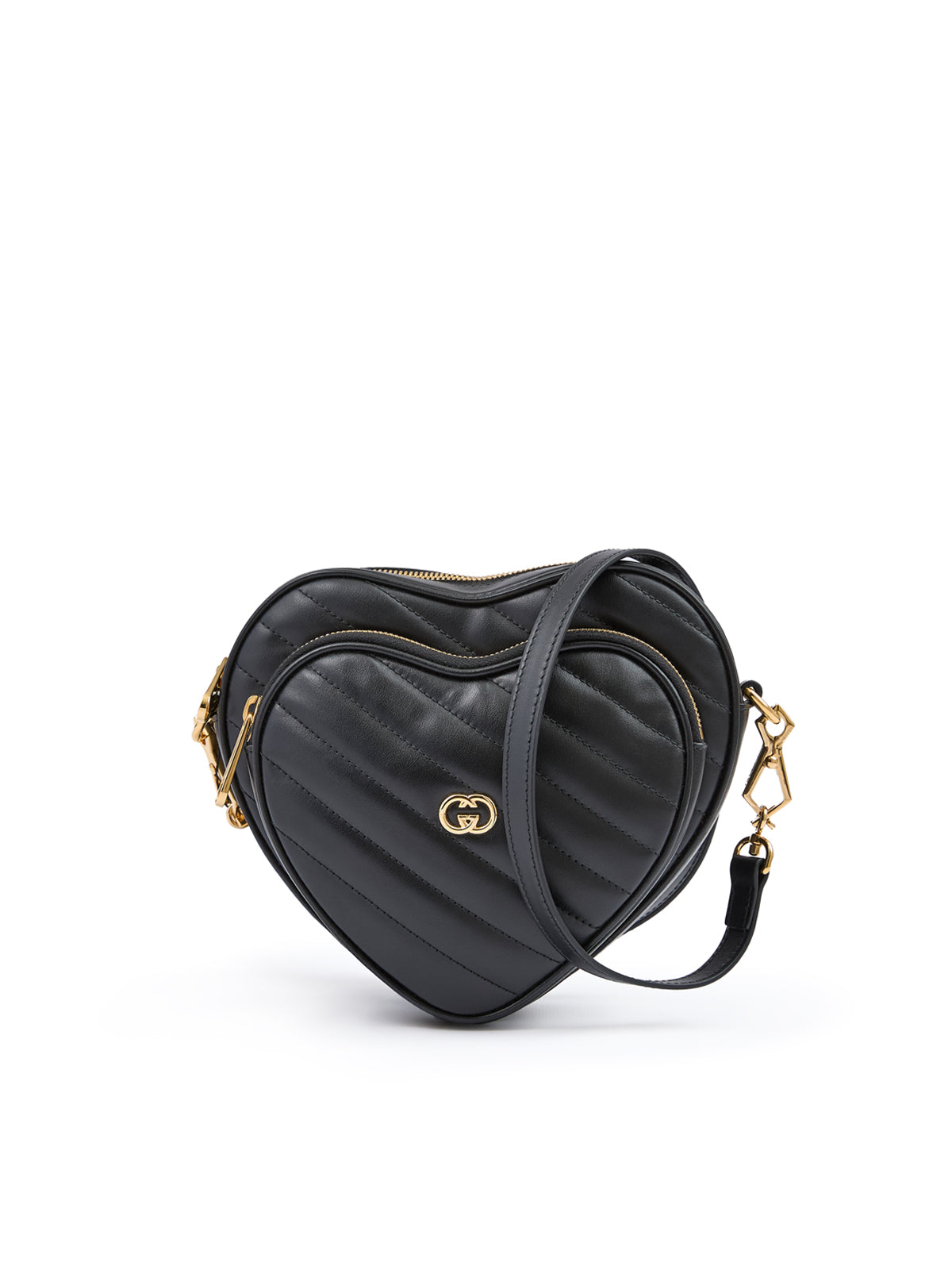 Gucci Schwarze Leder Mini Herz Crossbody Tasche