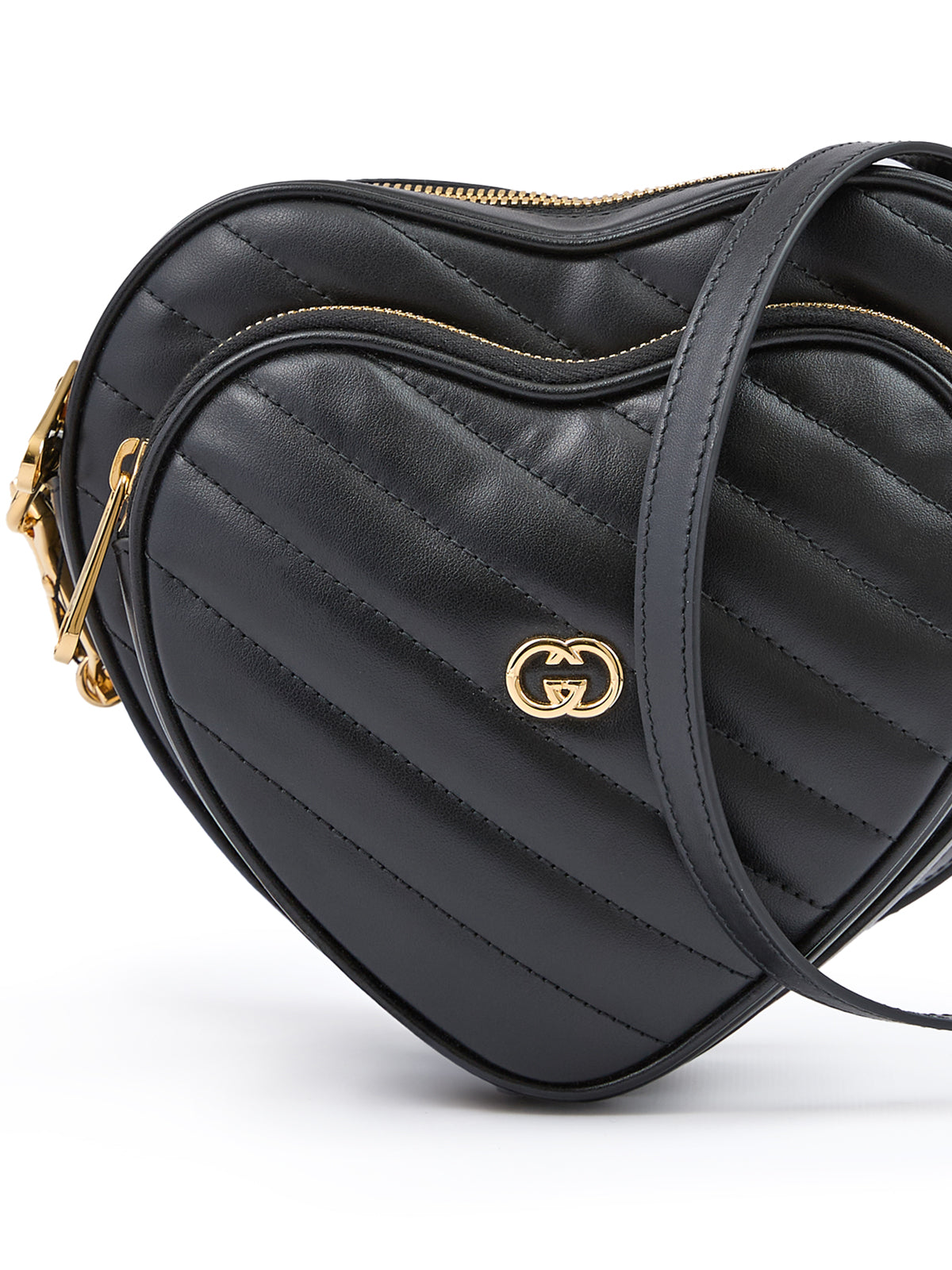 Gucci Schwarze Leder Mini Herz Crossbody Tasche