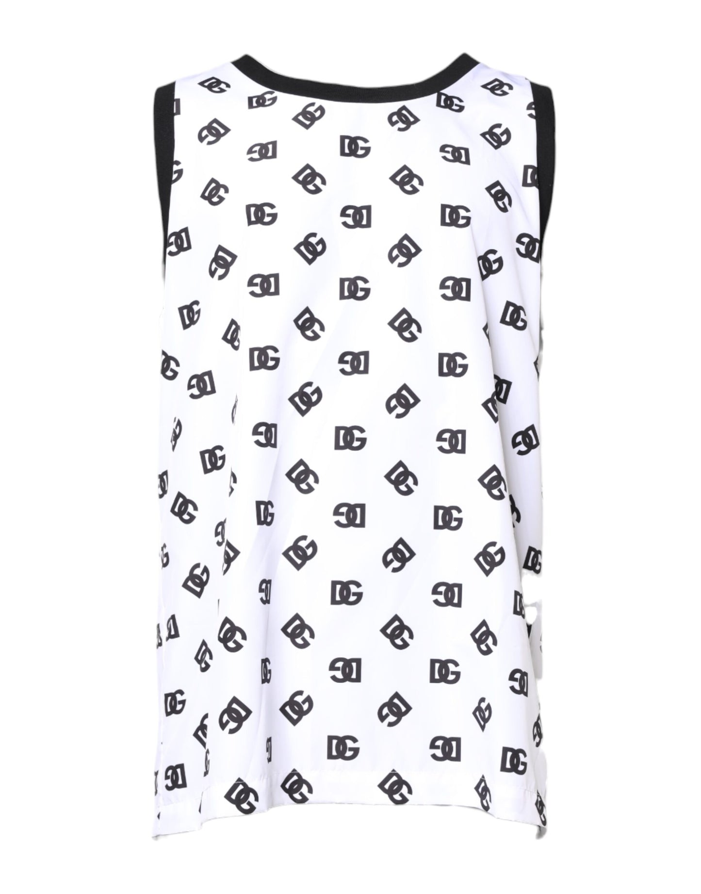 Dolce & Gabbana Weißes ärmelloses DG Logo-T-Shirt aus Polyester
