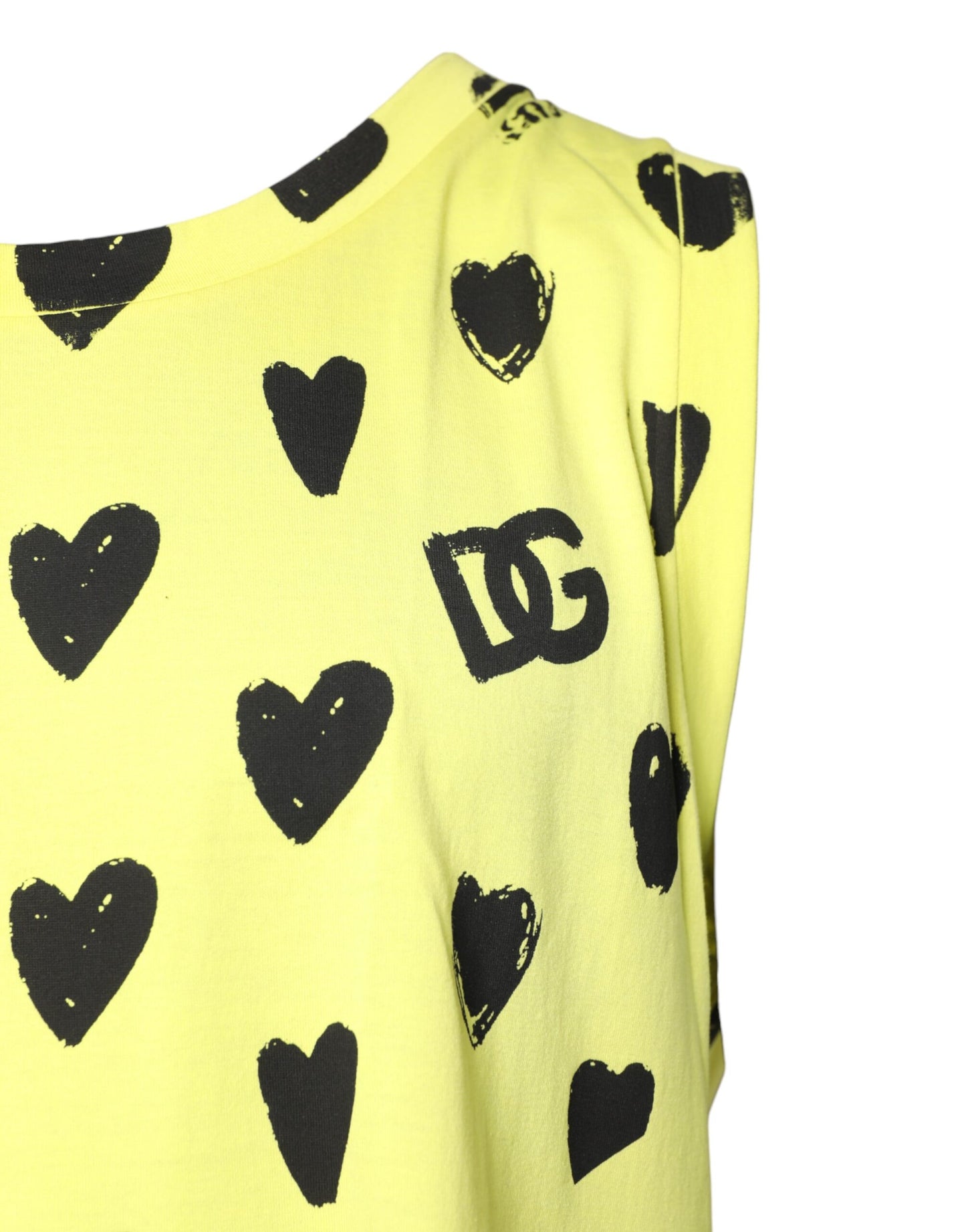 Dolce & Gabbana Gelbes Baumwoll-T-Shirt ohne Ärmel DG Heart