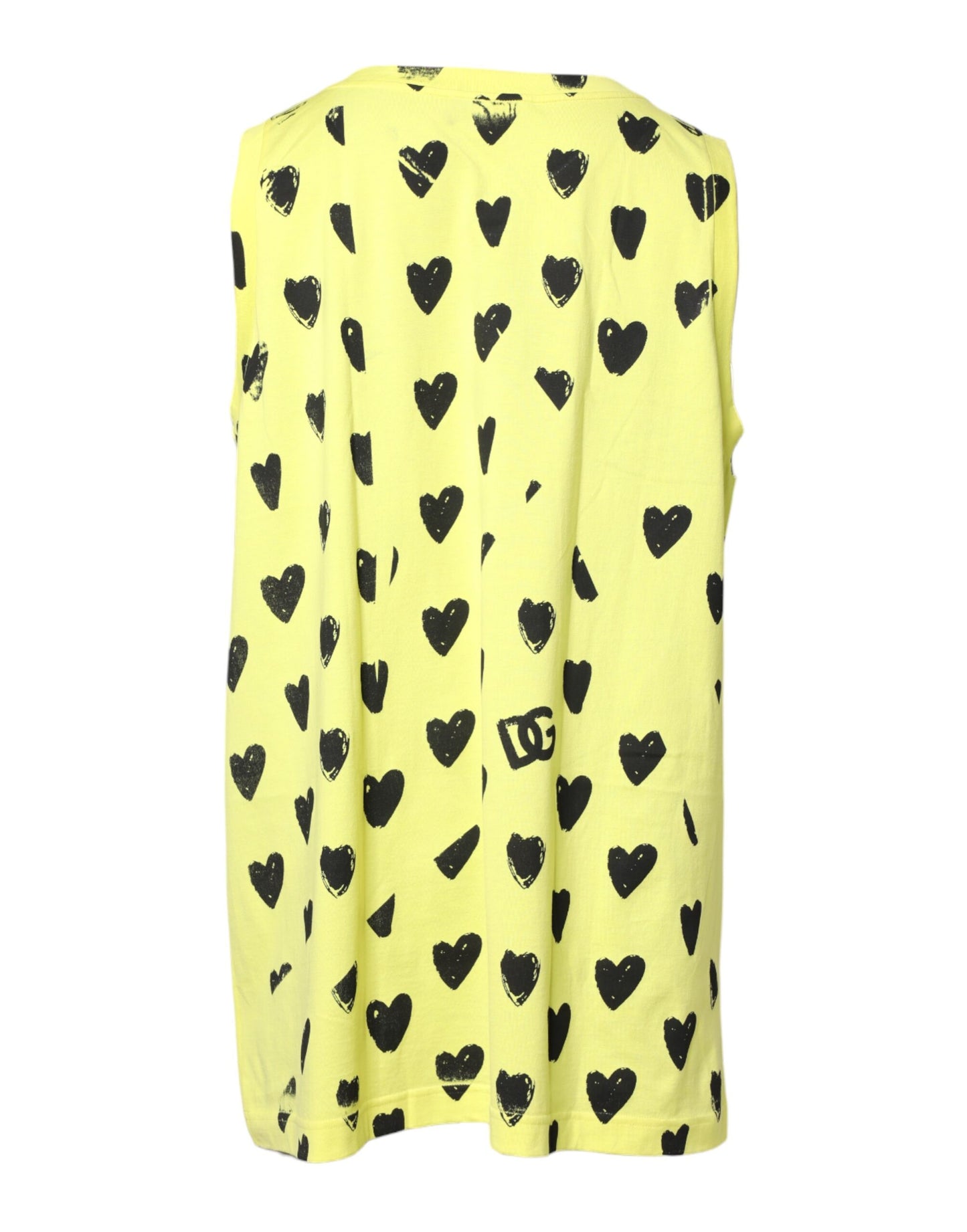 Dolce & Gabbana Gelbes Baumwoll-T-Shirt ohne Ärmel DG Heart
