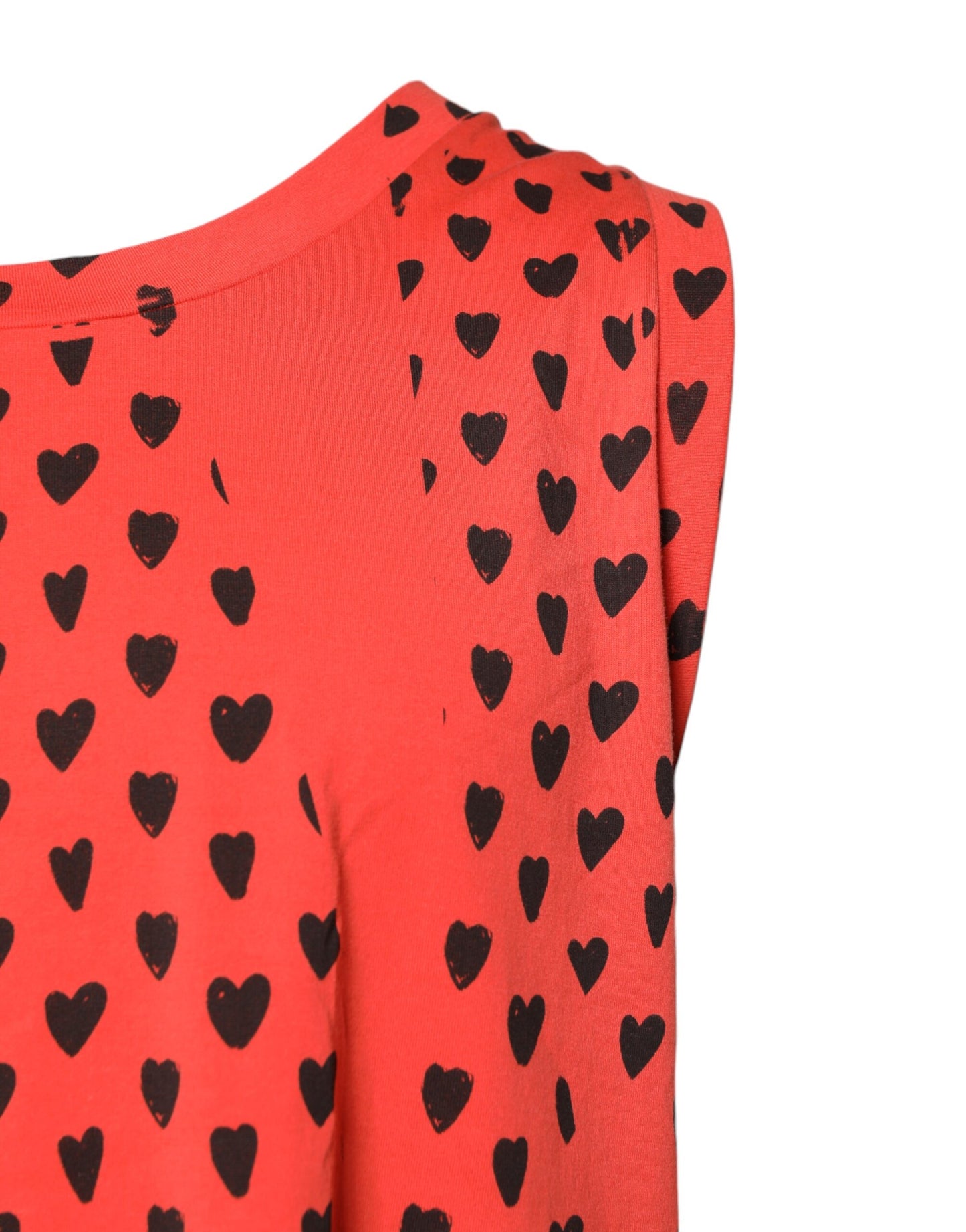 Dolce & Gabbana Rotes ärmelloses DG Heart Logo-T-Shirt aus Baumwolle