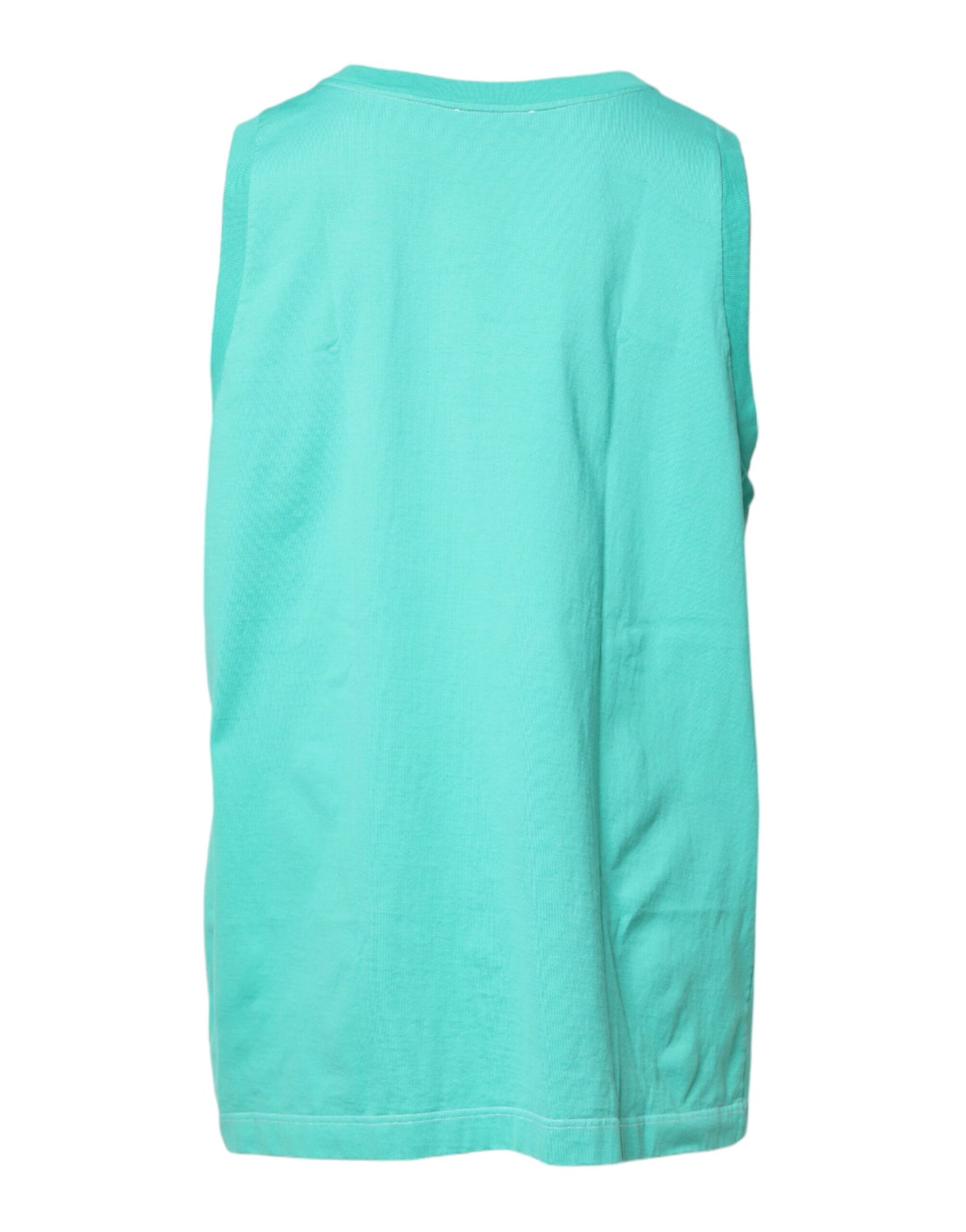 Dolce & Gabbana Grünes ärmelloses Logo-Rundhals-T-Shirt