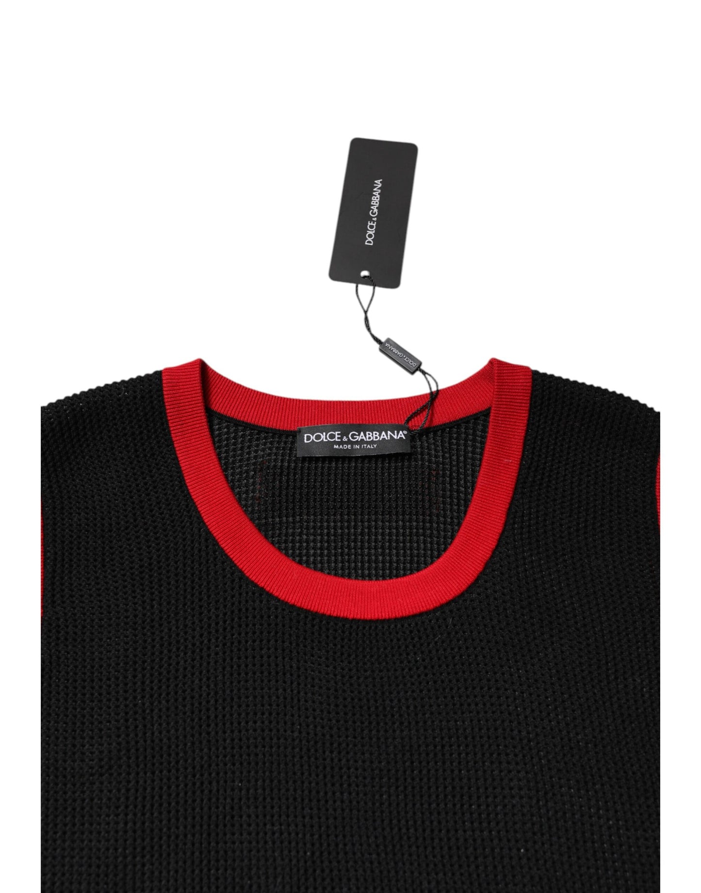 Dolce & Gabbana Schwarzes Baumwoll-T-Shirt mit Rundhalsausschnitt und schmaler Passform