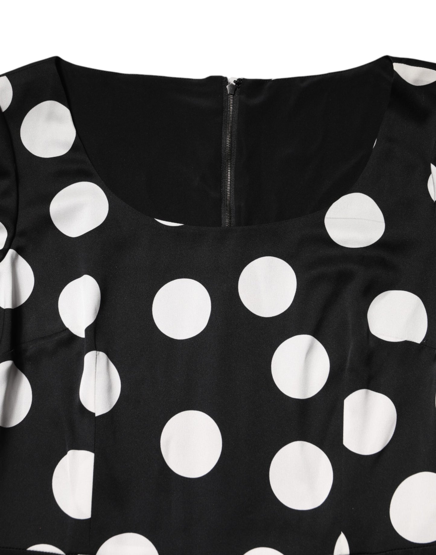 Dolce & Gabbana Schwarz-Weißes gepunktetes Midikleid mit Etui