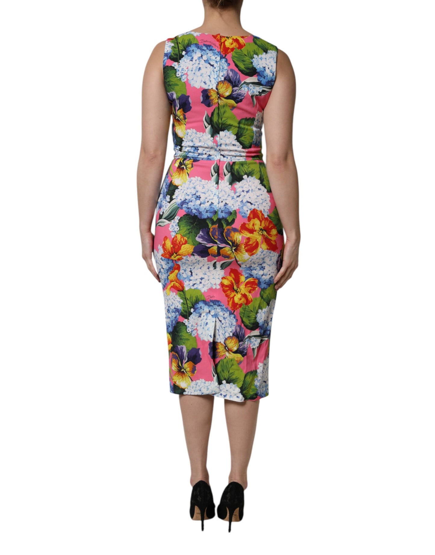 Dolce & Gabbana Multicolor Floral Ärmelloses Etuikleid